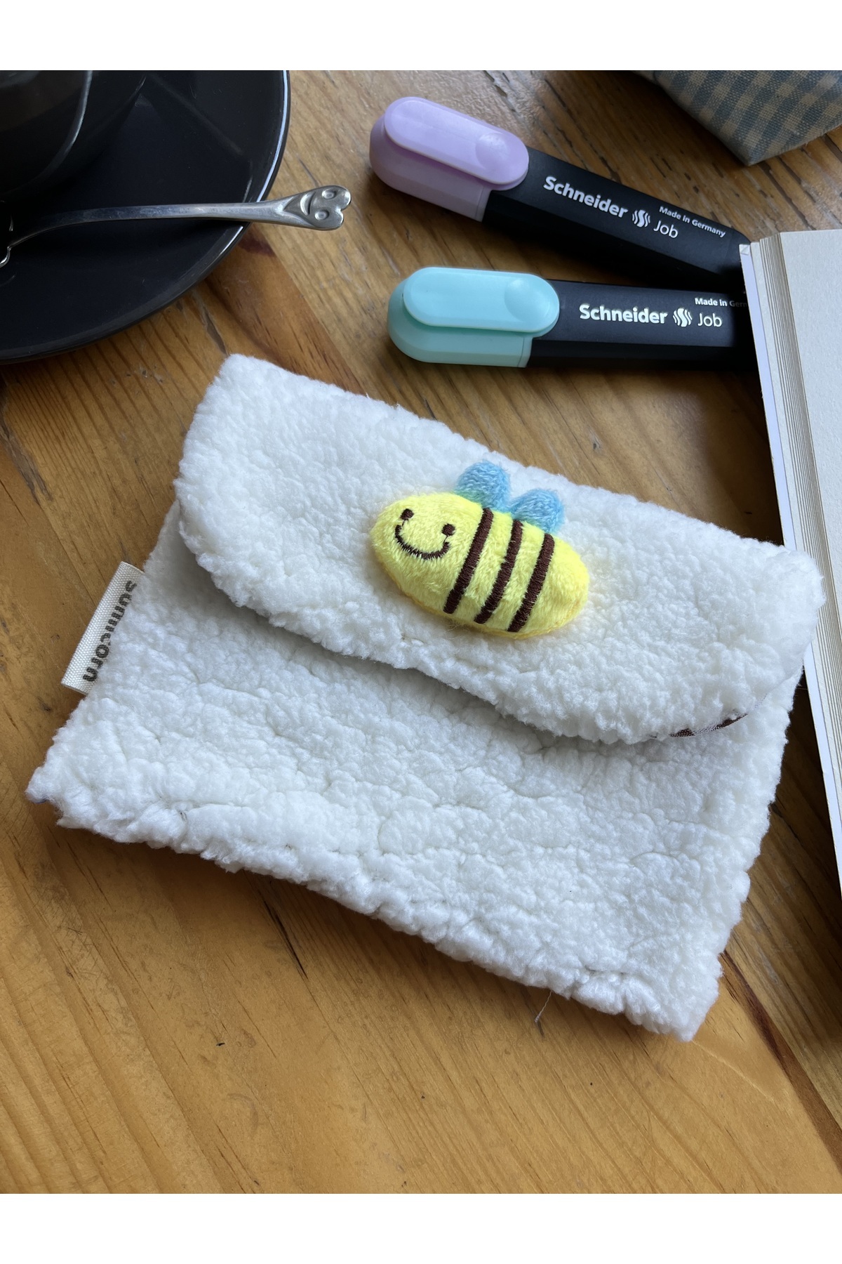 Cute Plush Pötikare Lined Washable Snap Fastener Detailed Pad Bag,Wallet, In-Bag Organizer