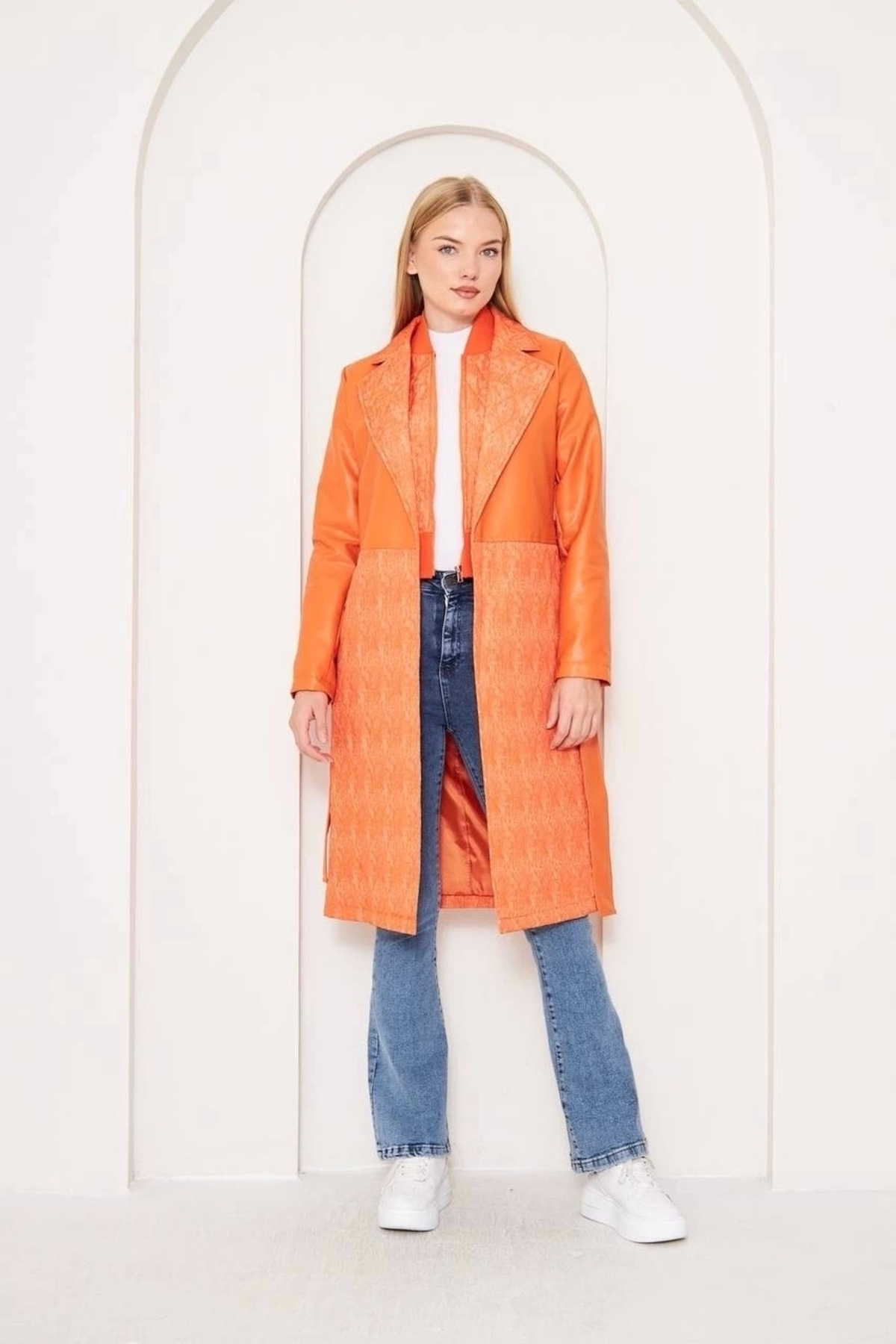 KAZAX  Kapitoneli İçi Yelekli Deri Trençkot - Görsel 8