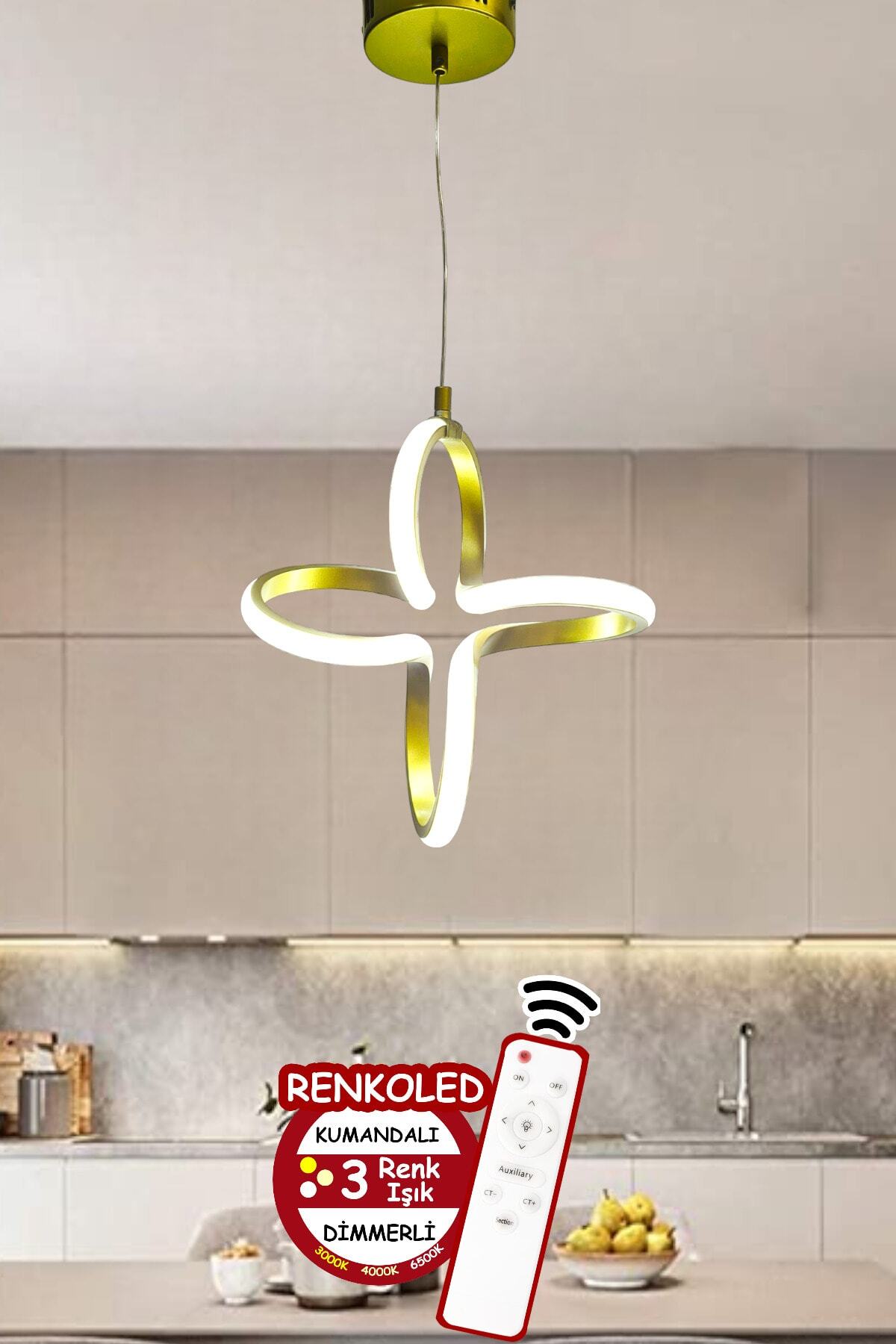 Operated 3 Color Light Modern Pendant Led Chandelier Gold Case Entrance, Hall, Room