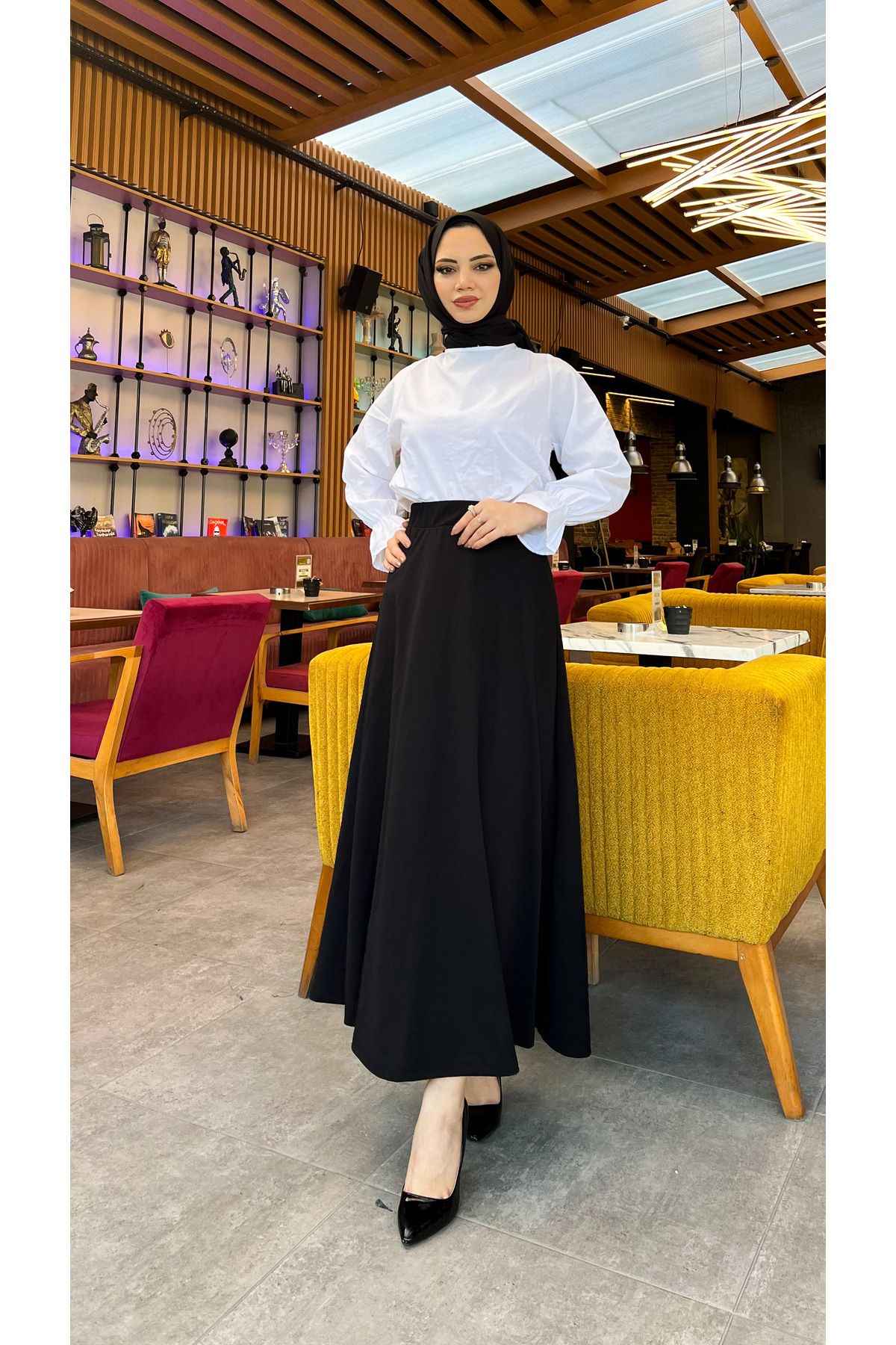 Black maxi skirt hijab style clearance