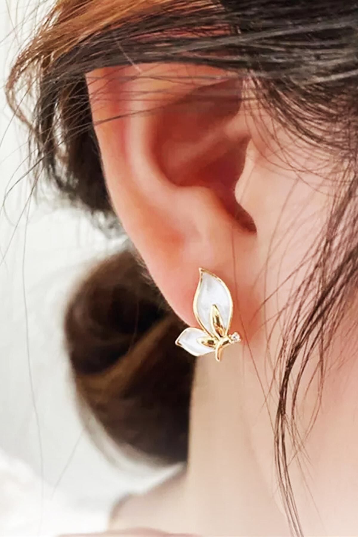 White shop butterfly earrings