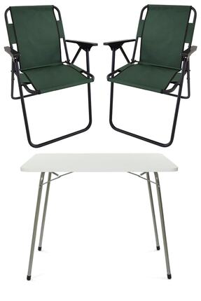 Bofigo 60x80 Beyaz Katlanır Masa + 2 Adet Katlanır Sandalye Kamp Seti Bahçe T...