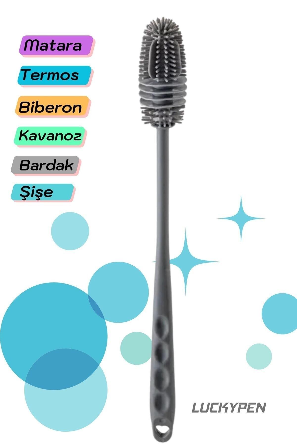 LUCKYPEN TPR Silikon Fırça, Biberon Temizleyici, Matara, Termos Temizleme Fırçası, Şişe Bardak Temizlik Fırça