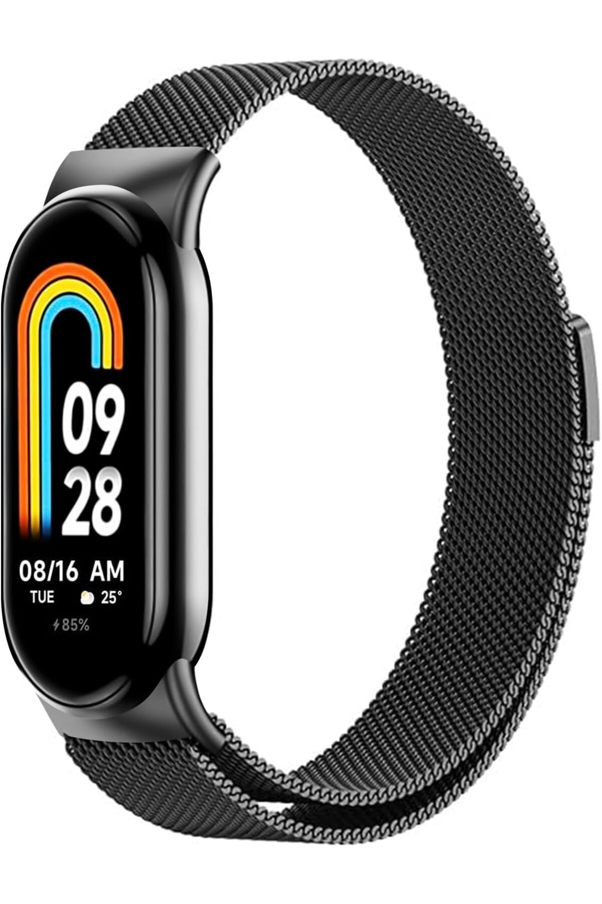Xiaomi Mi Band 8 Uyumlu Kordon Ayarlanabilir Mıknatıslı Metal Hasır Manyetik Paslanmaz Kordon