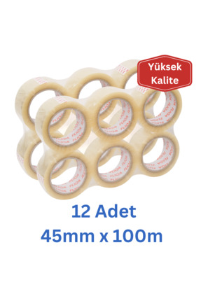 FLIQA 2021 Yüksek Kalite Koli Bantı Şeffaf - 45mm X 100m - 12 Adet