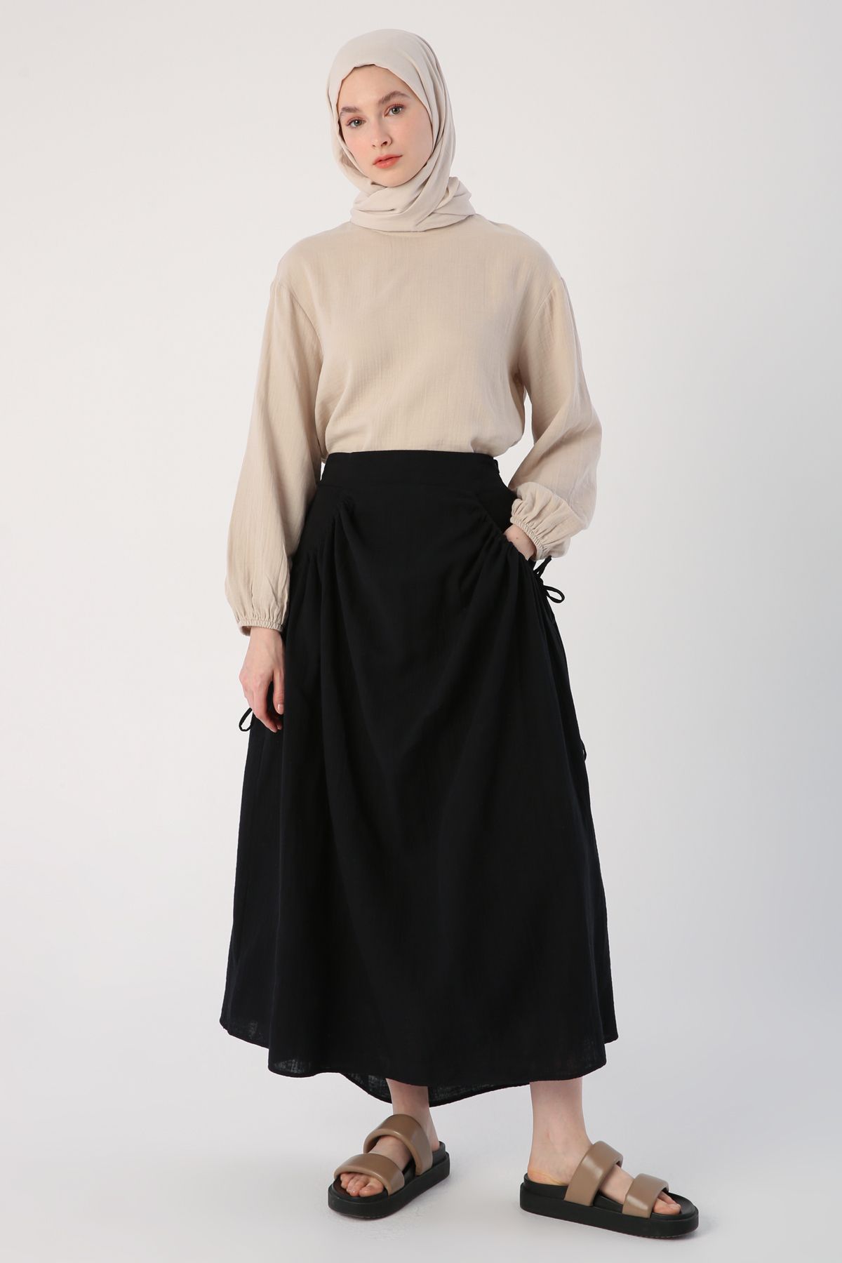 Black ruffle deals flared skirt