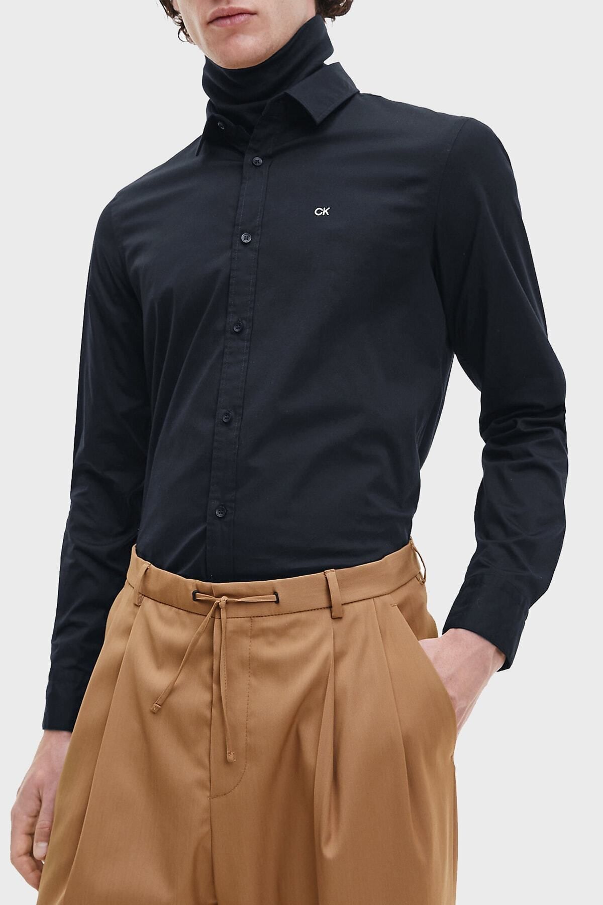 پیراهن کشسان نازک پوپلین نخی باریک پیراهن مردانه Calvin Klein
