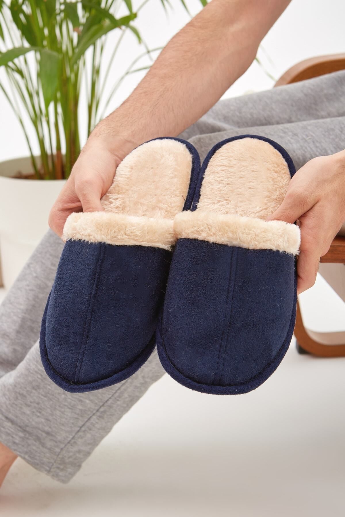 Navy fur on sale slippers