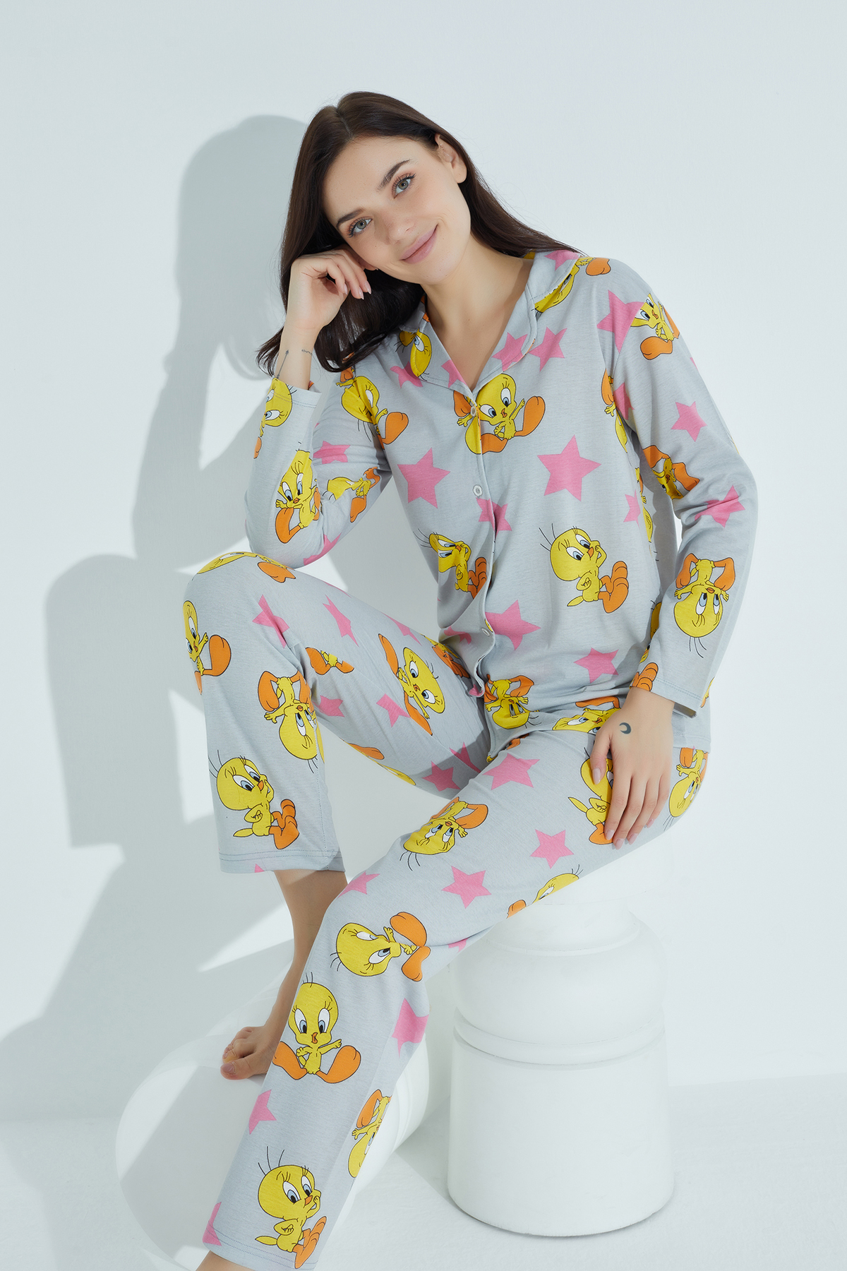  Strawberry PAMUKLU DUGMELI PIJAMA