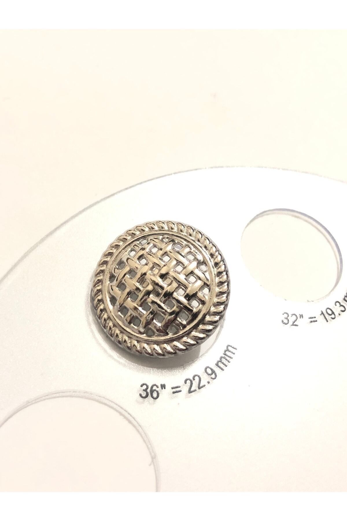 aensia-Silver Silver Mesh Model Button Large Size Button 36 Size Metal Button - Pack of 6 Buttons 5