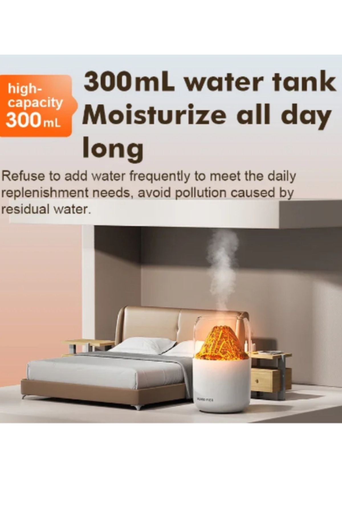 Teknoloji Gelsin Hava Nemlendirici Volkanik Tasarım 300 ml Humidifier Ultrasonik Sessiz Buhar Makinesi Aroma Difüzörü