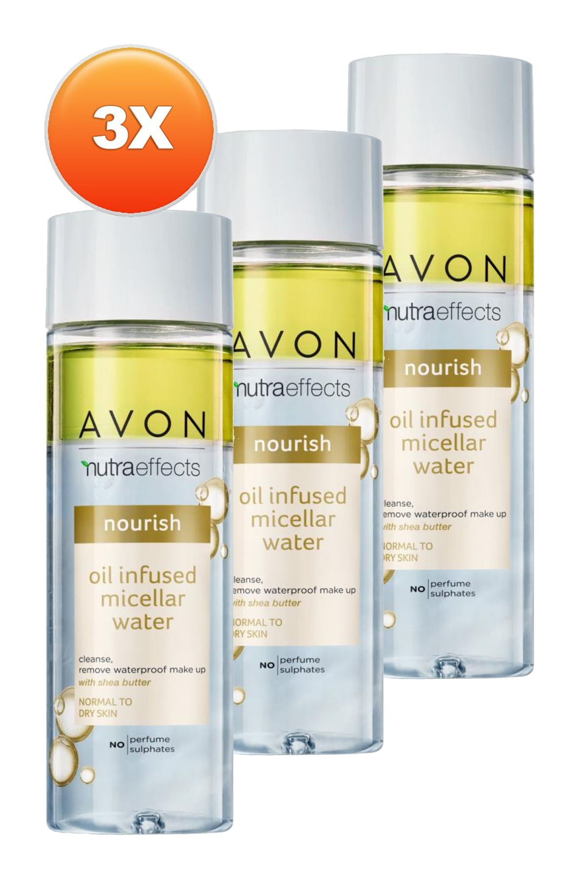 پاک کننده میکالر بر پایه روغن Nutra Effects 200 میلی لیتر. مجموعه سه تایی Avon