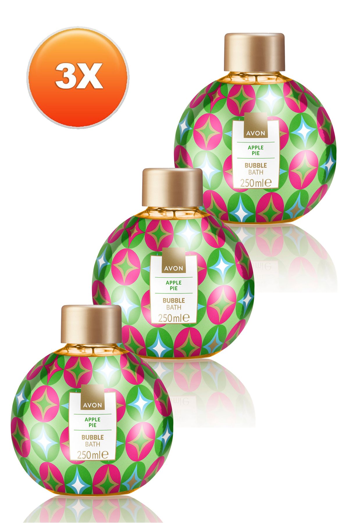 حمام حباب دار عطر پای سیب داغ 250 میلی لیتر. مجموعه سه تایی Avon