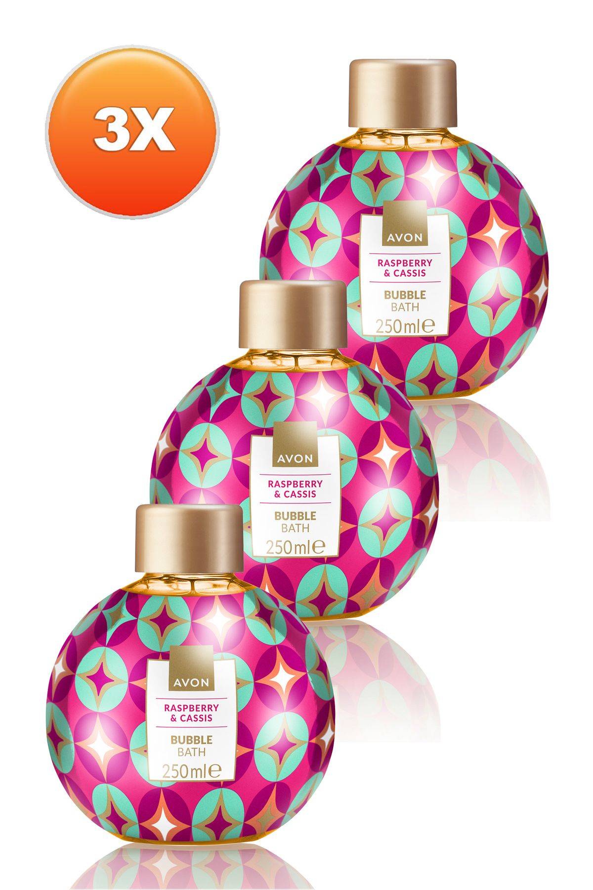 فوم حمام معطر تمشک کاسیس و تمشک سیاه 250 میلی لیتر. مجموعه سه تایی Avon