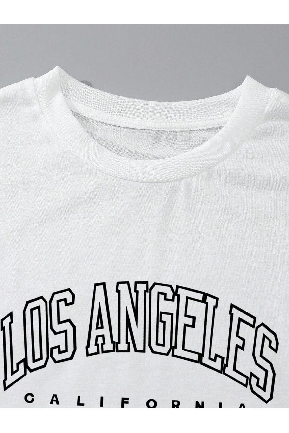 MOONBULL-Set de tricou cu imprimeu Los Angeles pentru damă 4