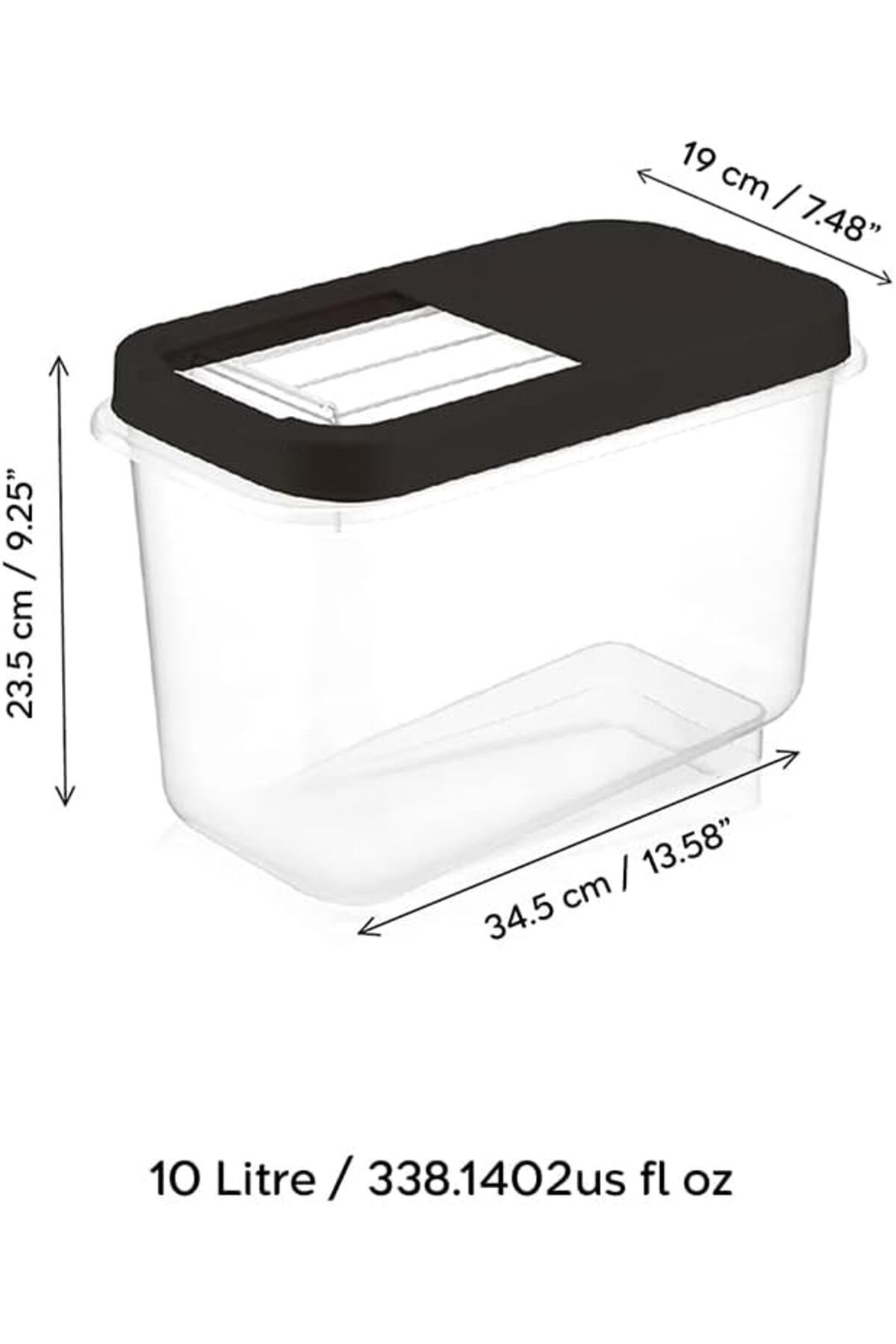 Meleni Home-3-Piece 10 Lt Pulses Storage Container - Food Storage Container with Sliding Lid Flour Container Anthracite 5