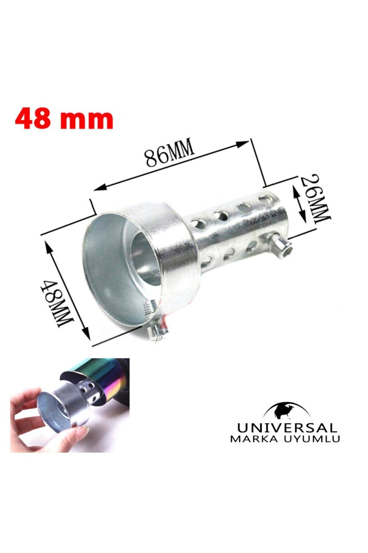 YSGMOTOPARTS Motosiklet Egzoz Susturucusu 48 Mm Vida Model Silver