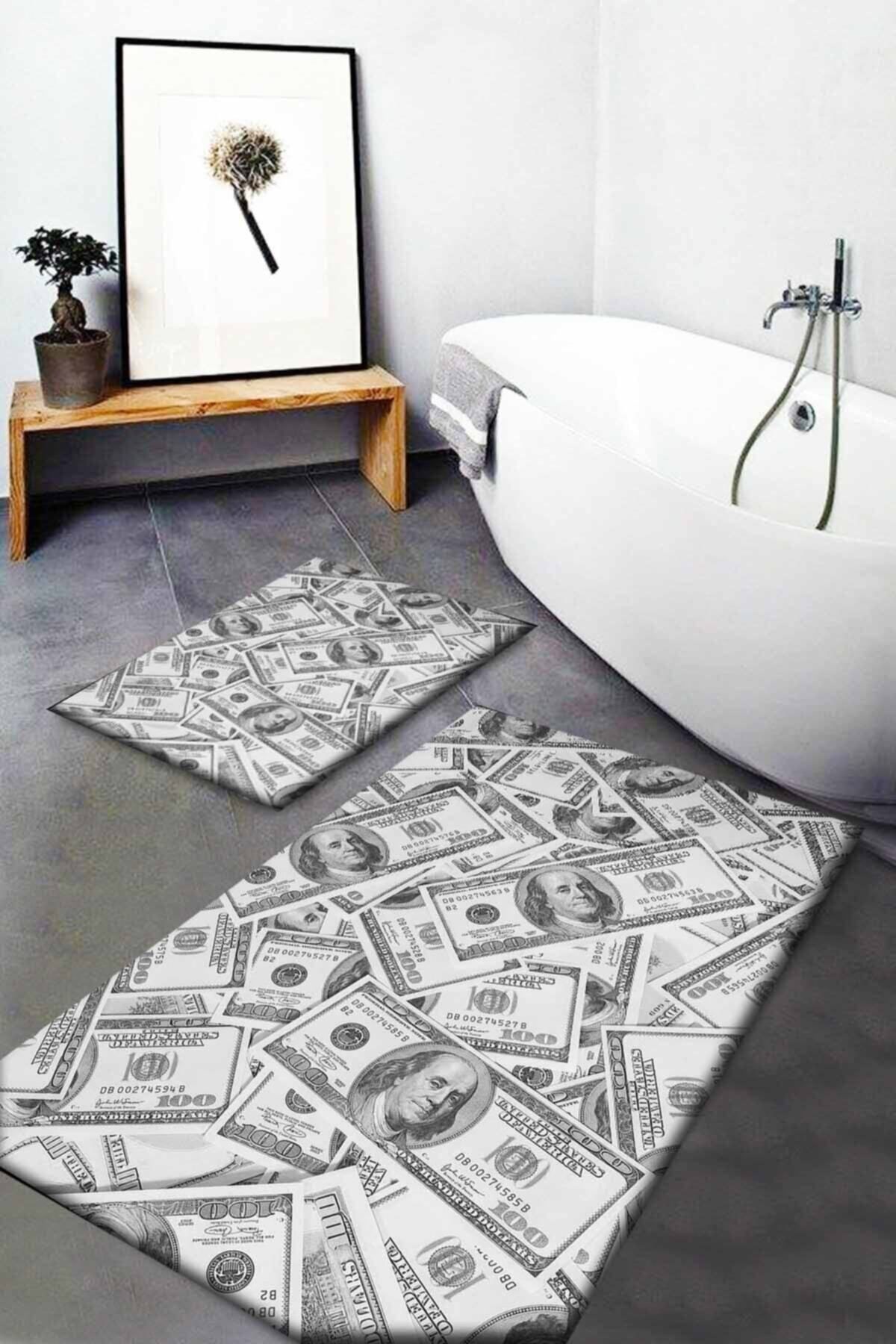 Else Hal Gray Dollars 2 Piece Toilet Bath Mat Set