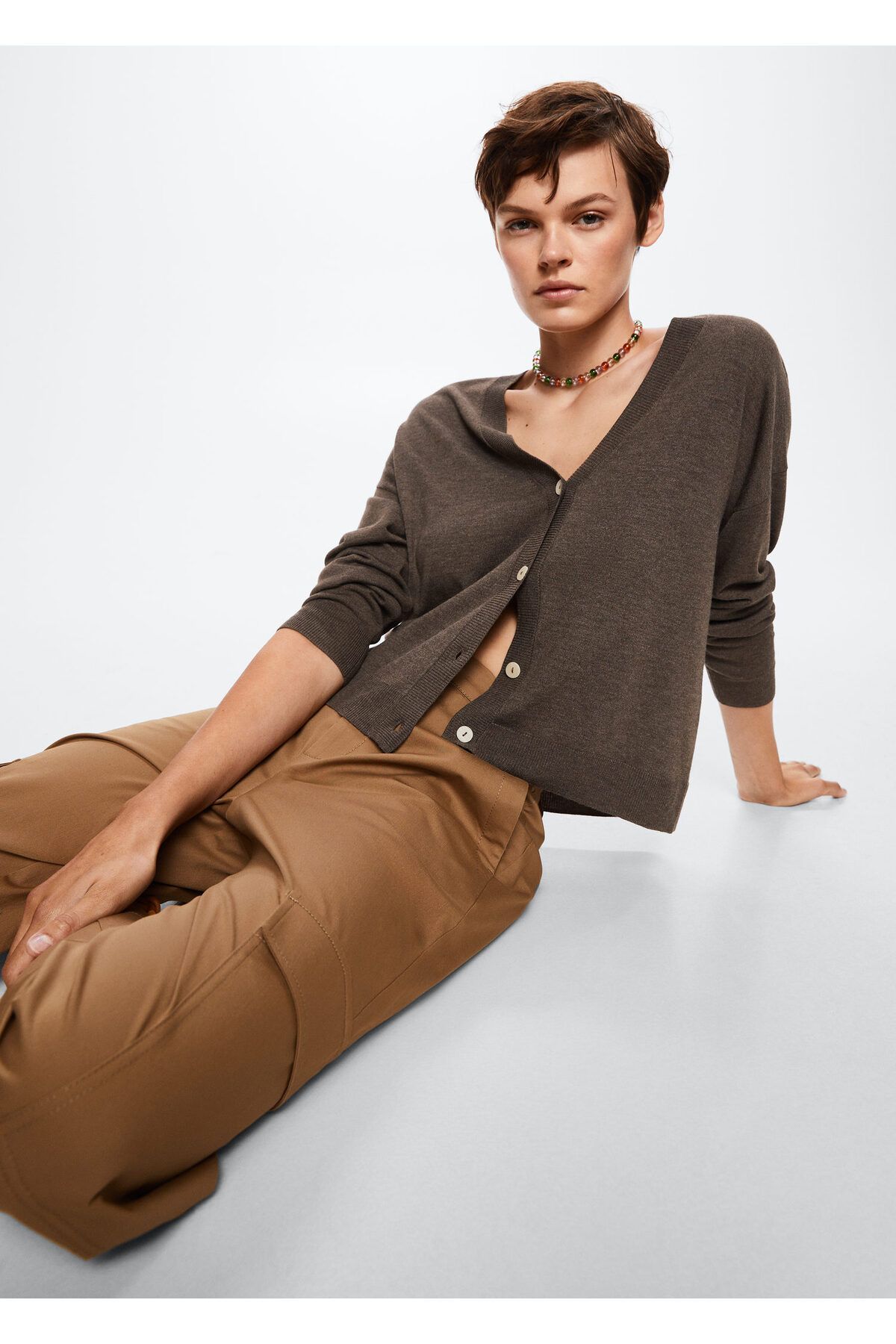MANGO Woman-Hnědý dámský cardigan 37063834 6