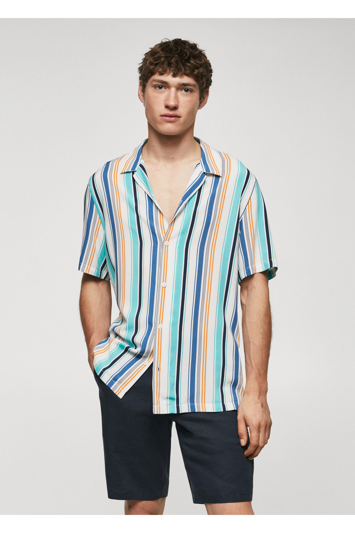 پیراهن مردانه رنگارنگ منگوMANGO Man | 47047838 اورجینال - تصویر 2