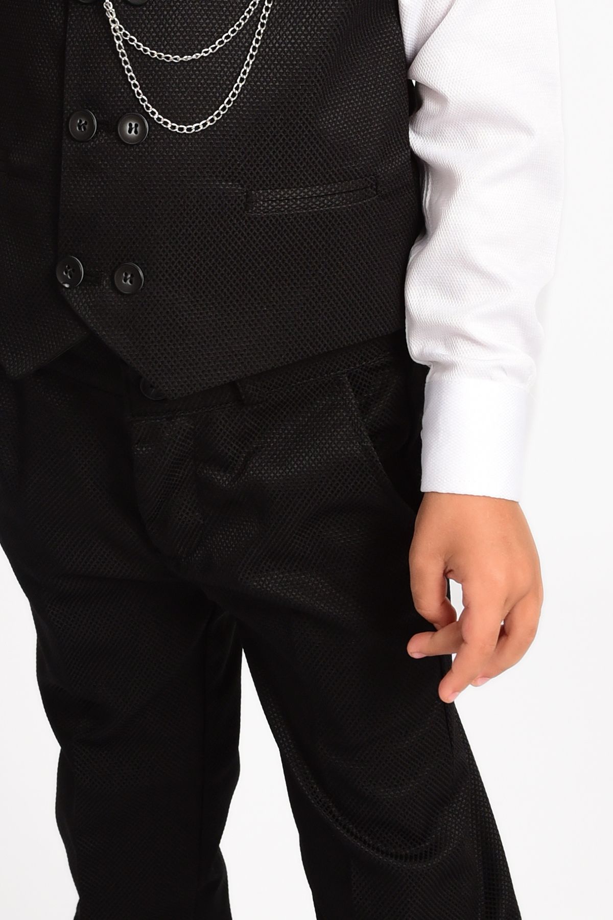 Entel-Boy's Chain Tuxedo Suit with Vest and Bow Tie 6