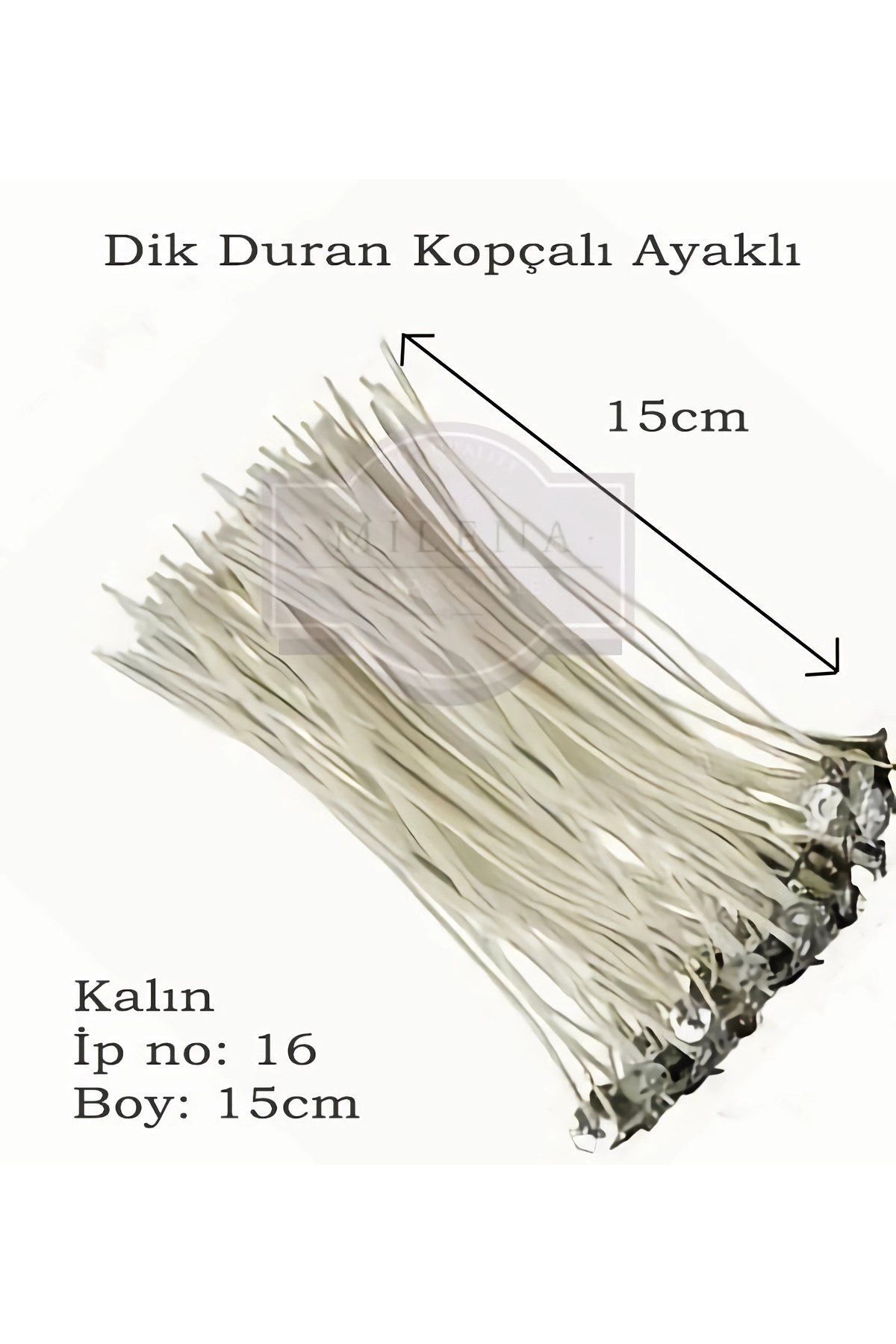 Miss Milena Hazır Kopçalı Sehpalı Kalın Mum Fitili I?p No: 16 Mum Yapım Malzemesi 15'li? 15cm