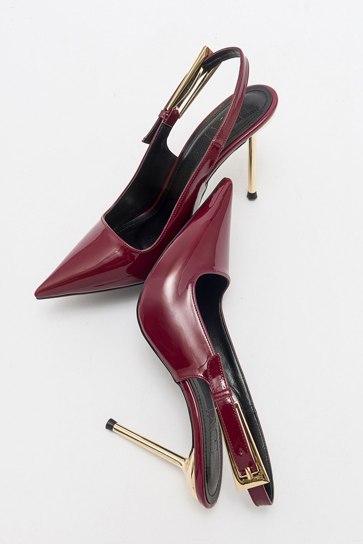 استیلتو قرمز زنانه Labin Bordeaux Patent چرمی Flopal کفش پاشنه بلند luvishoes