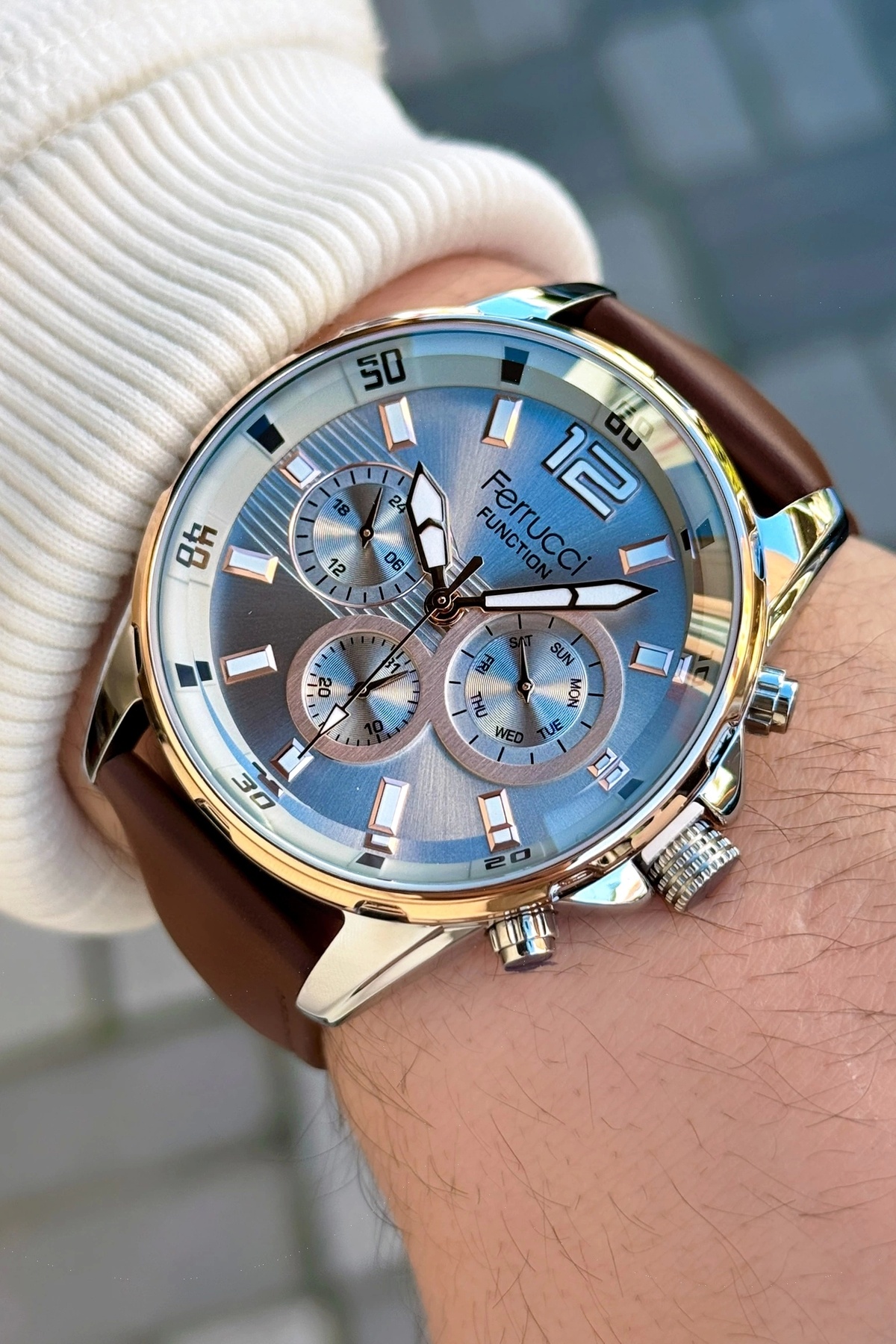 Ferrucci Function FCF.03265FK.05 Deri Kordon Erkek Kol Saati