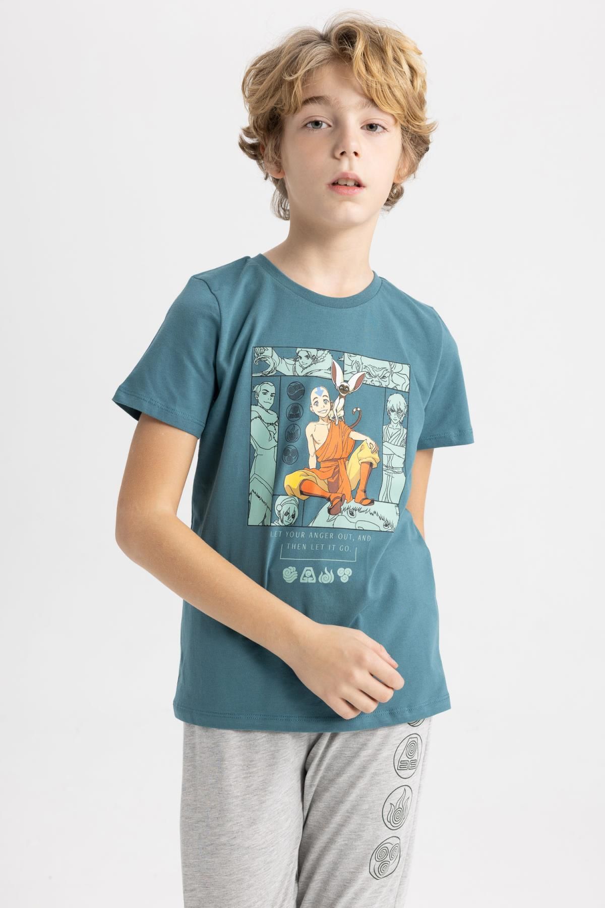 DeFacto-Avatar the Last Airbender Boys Pajamas Set - Short Sleeve, Top and Long Bottom B6215A824Sp 4