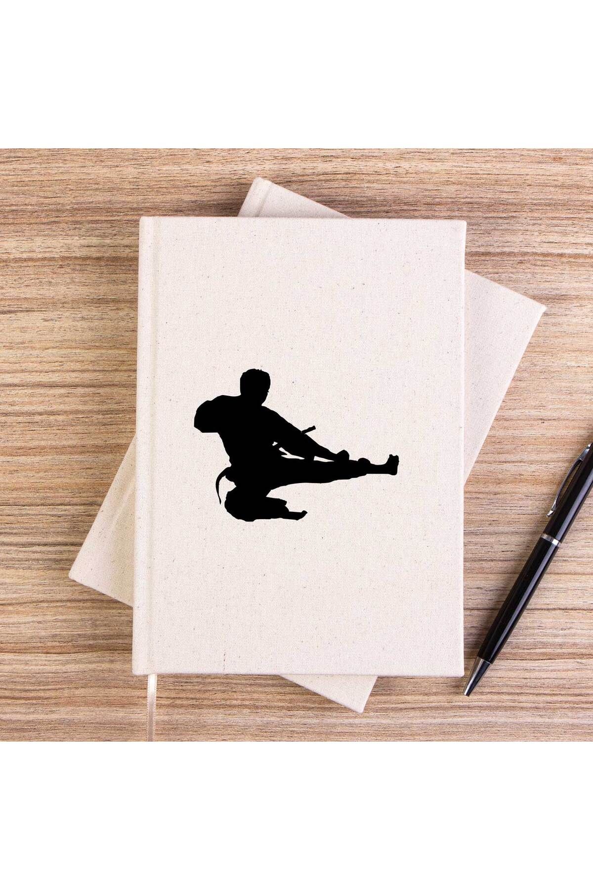 Z zepplin-Taekwondo Karate Silhouette Unlined Canvas Notebook 1