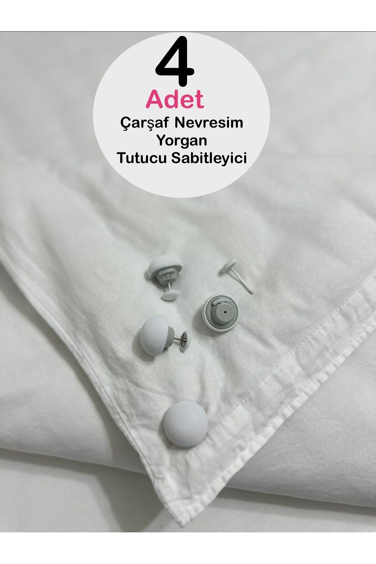 KÜÇÜK EW 4 Pieces Multi-Purpose Quilt Sheet Duvet Cover Case Stabilizer Organizer (White)