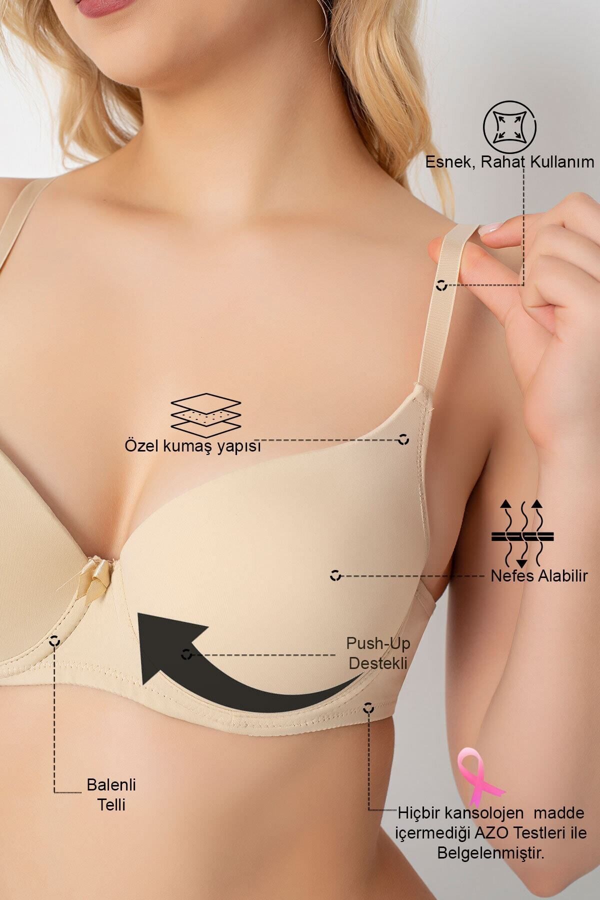 Anıl Women's Skin Lace Underwire Padded Padded Push Up Bra Slip String Set  Anıl 4630 - Trendyol