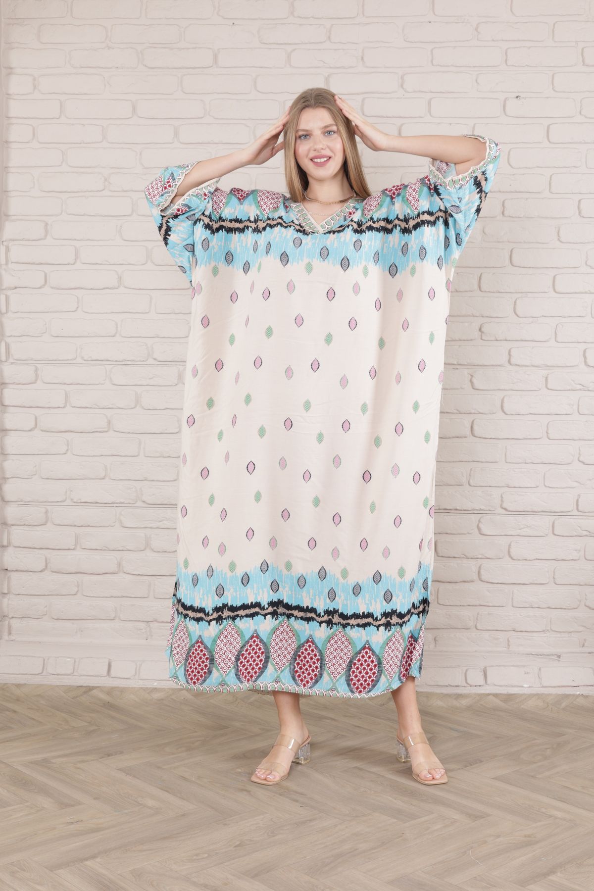 mervemoda-Rochie țesută cu tăietură Battal pentru damă 7