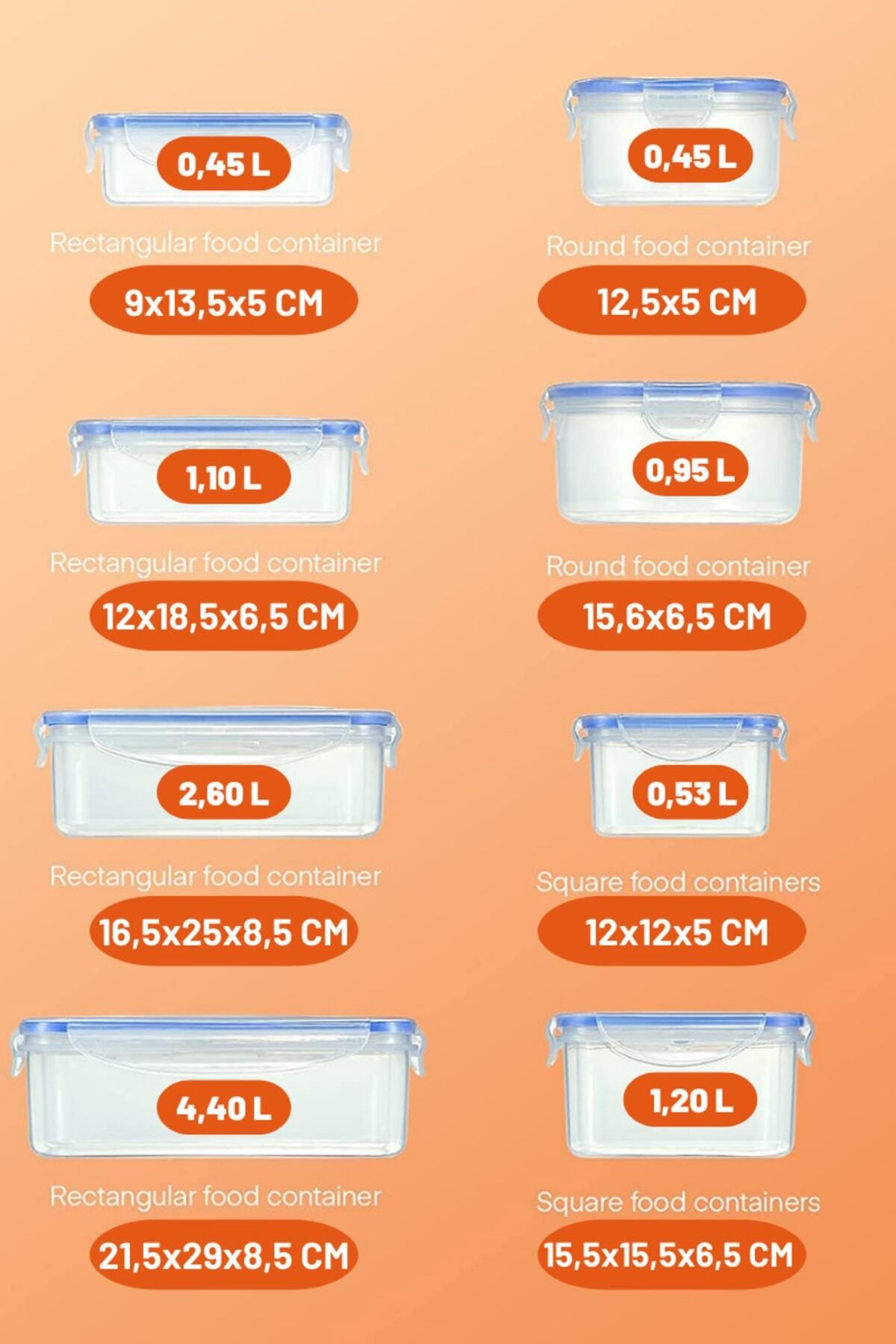 Melkan Home-8 Pieces Storage Container Set with Lids & Leak-Proof Storage Container & Airtight Containers & Supply Containers 2