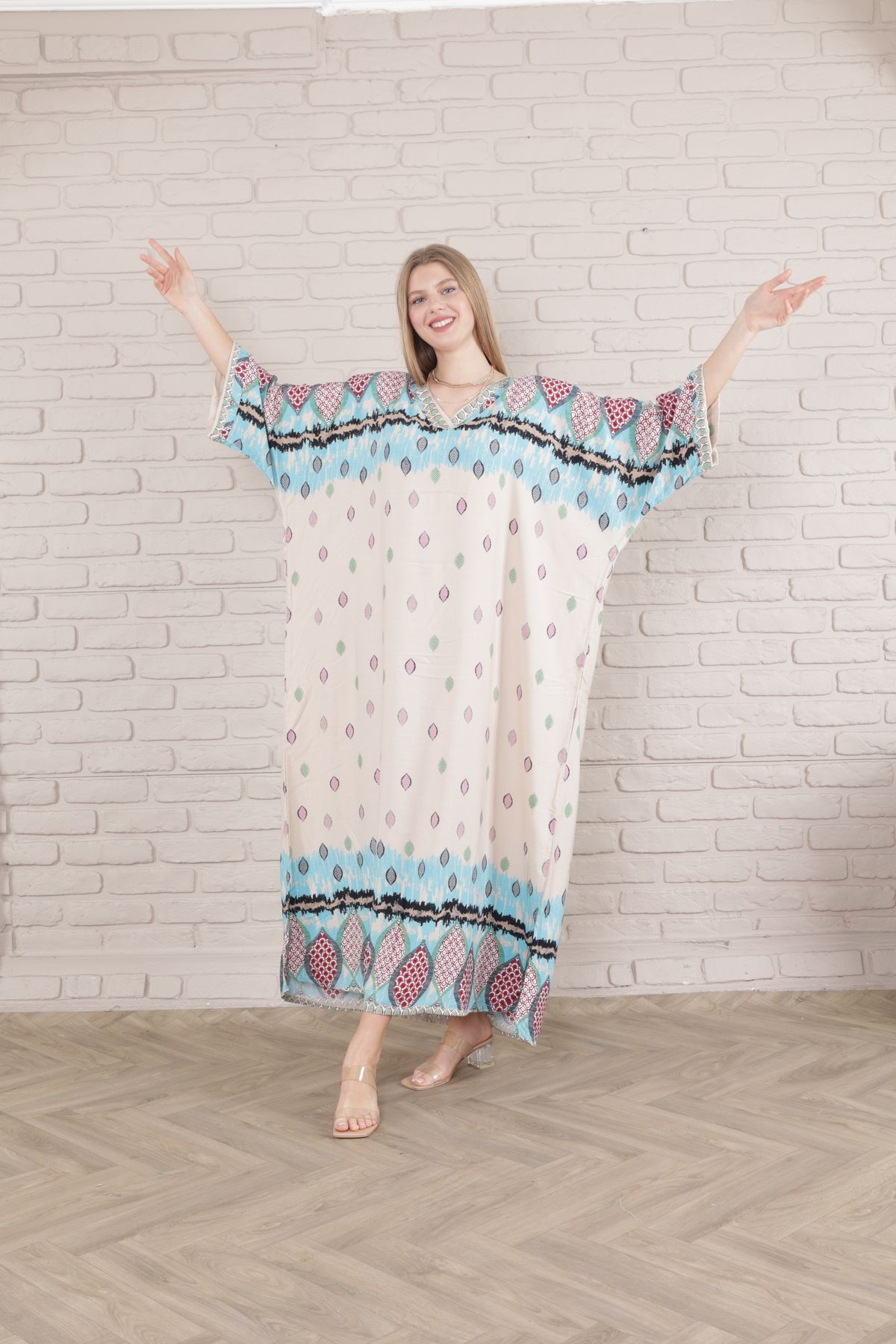 mervemoda-Rochie țesută cu tăietură Battal pentru damă 3