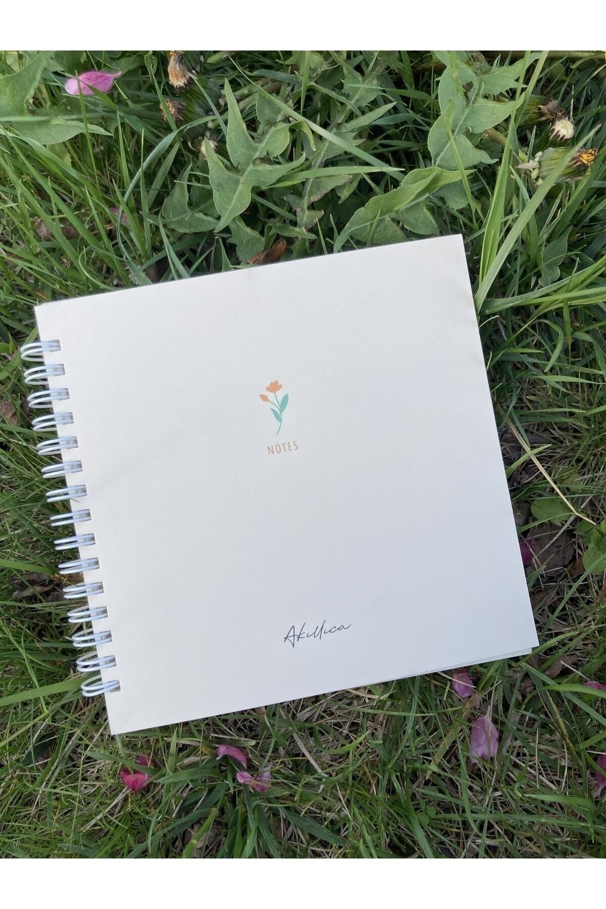 AKILLICA-15x15 Cm Square Cream Notebook Spiral Notebook Lined Notebook 2