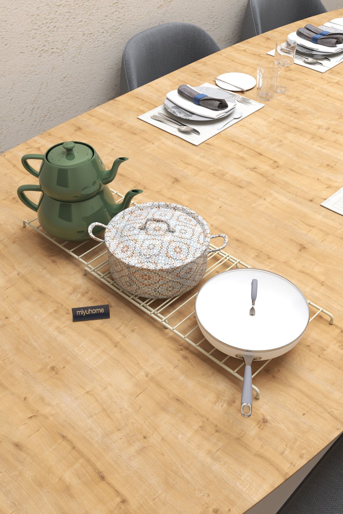 moniev-Expandable Metal Trivet Adjustable 2-Piece Large Size Trivet Countertop Dining Table Trivet 6