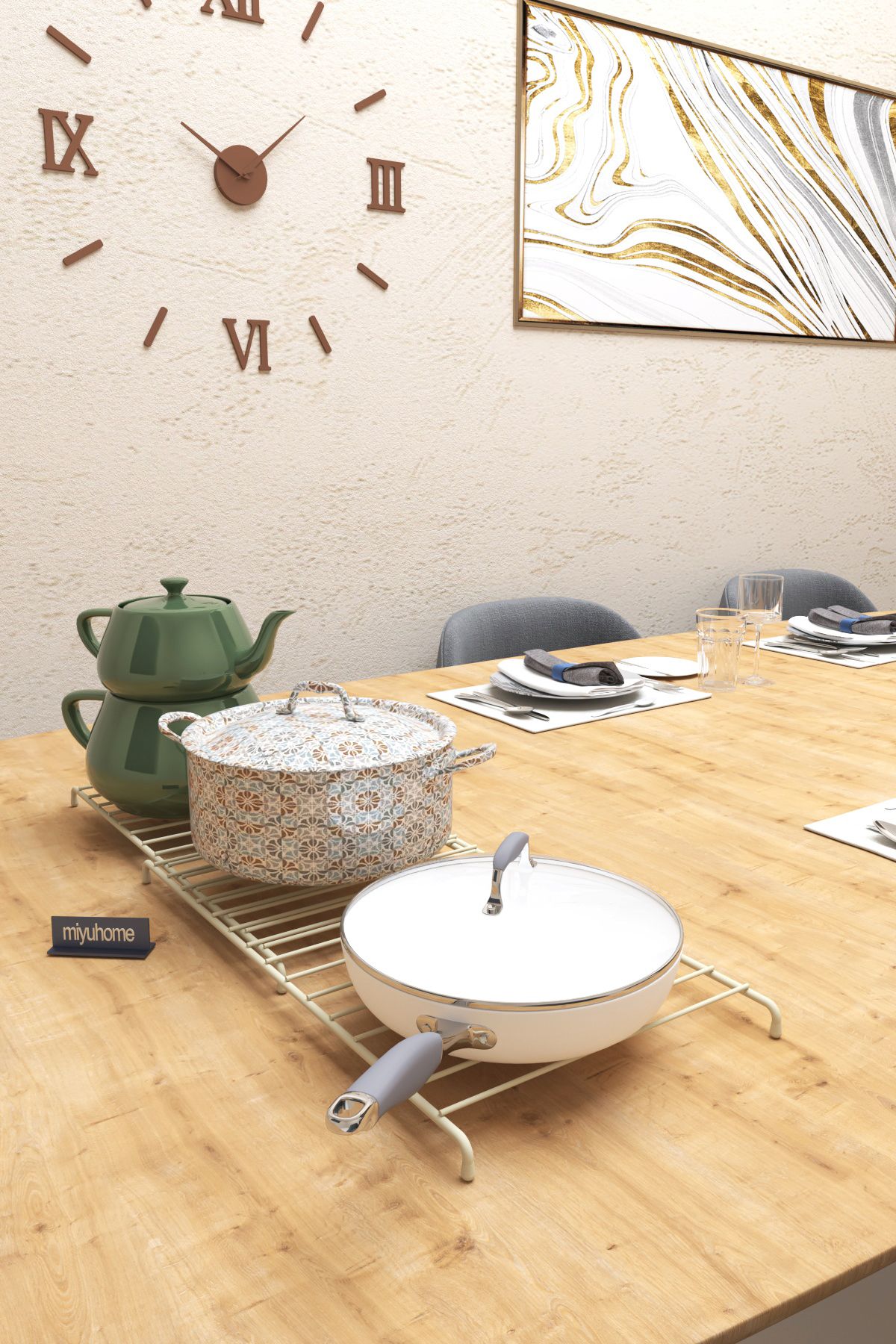 moniev-Expandable Metal Trivet Adjustable 2-Piece Large Size Trivet Countertop Dining Table Trivet 5