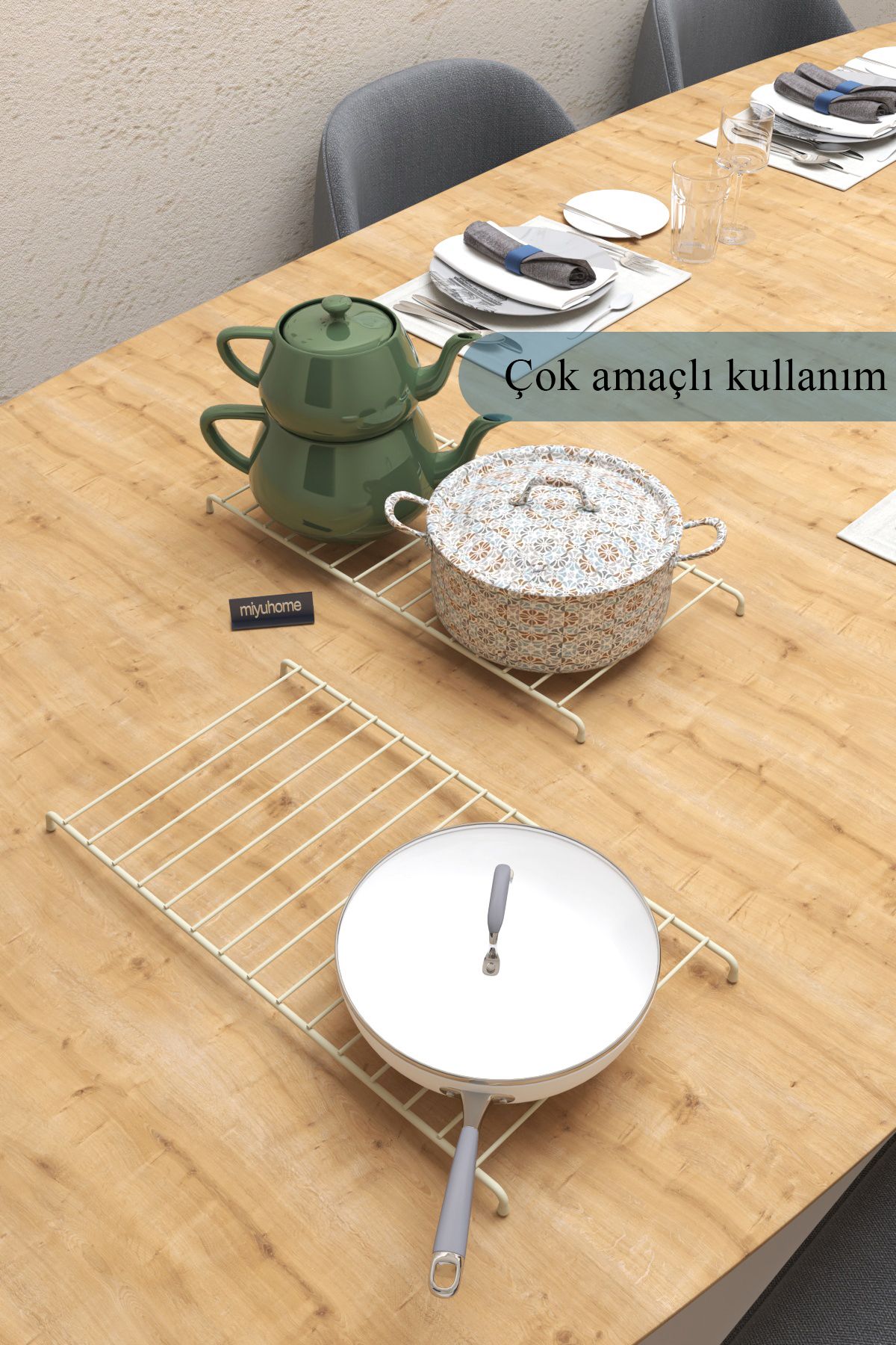 moniev-Expandable Metal Trivet Adjustable 2-Piece Large Size Trivet Countertop Dining Table Trivet 7