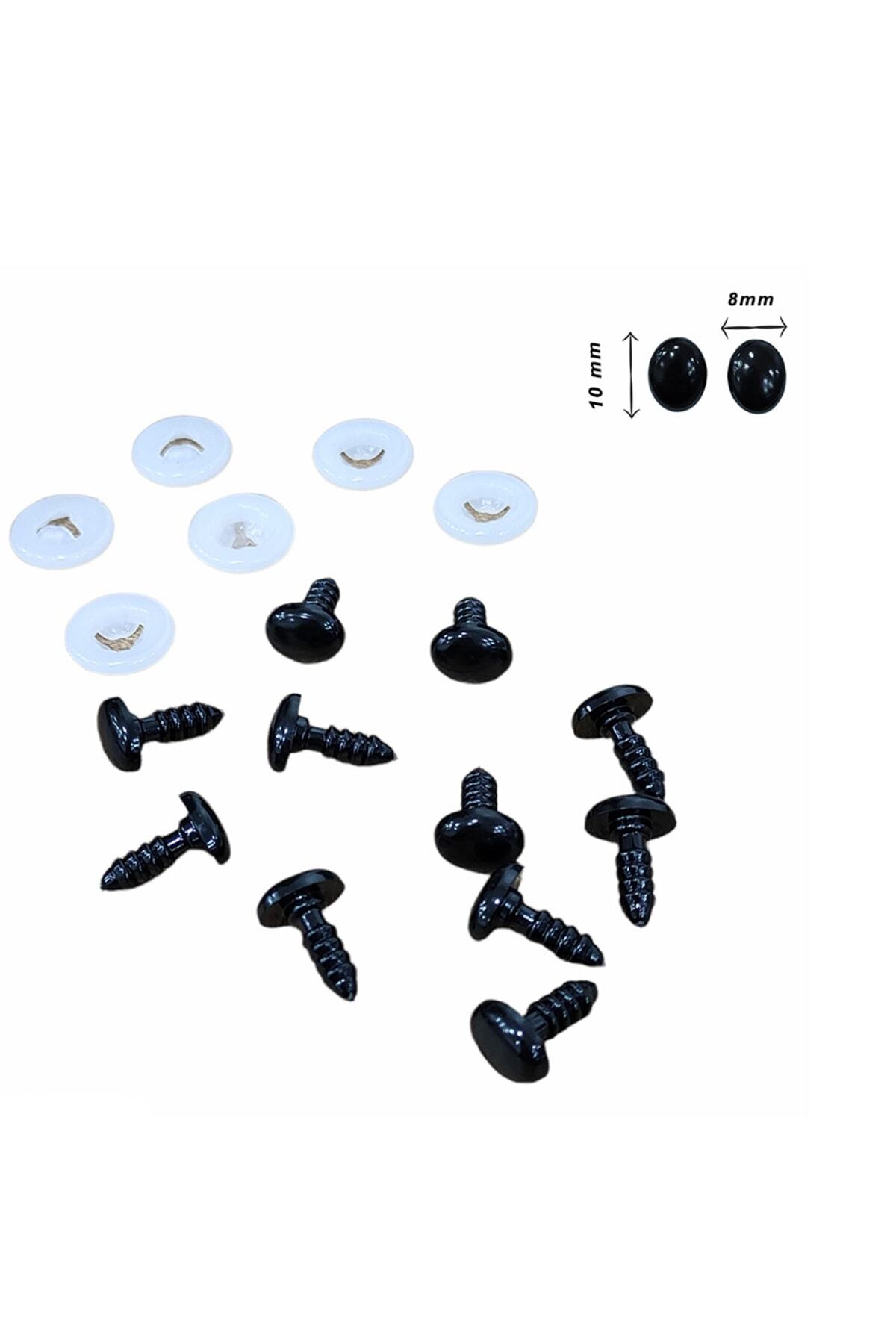 hobimon 8mm X 10mm (9MM) Amigurumi Oval Göz - 10 Çift Yassı Göz