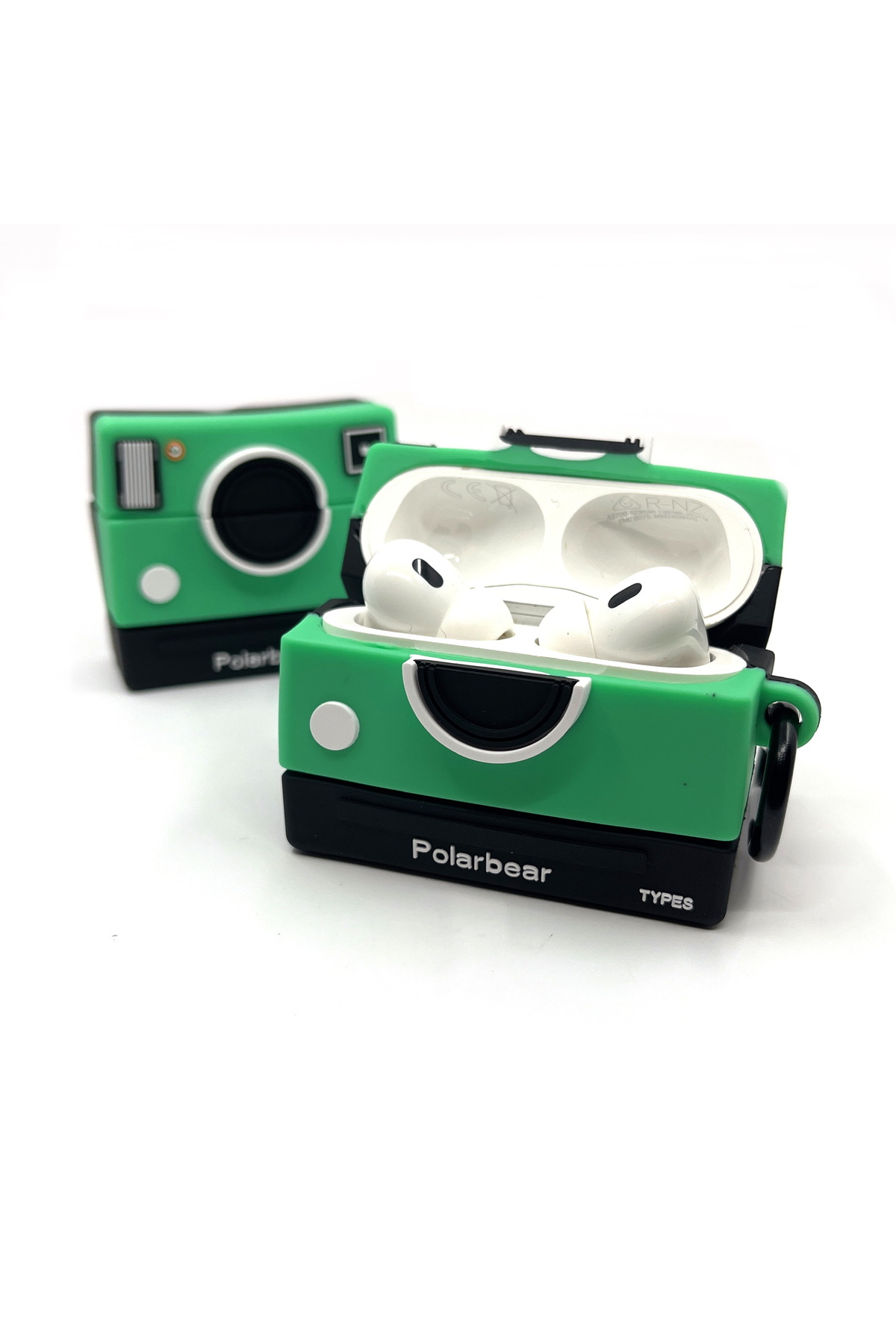 AirPods Pro 1/2. Nesil Uyumlu Kamera Mint Yeşili Polarbear Tasarımlı Hediye Kılıf 6