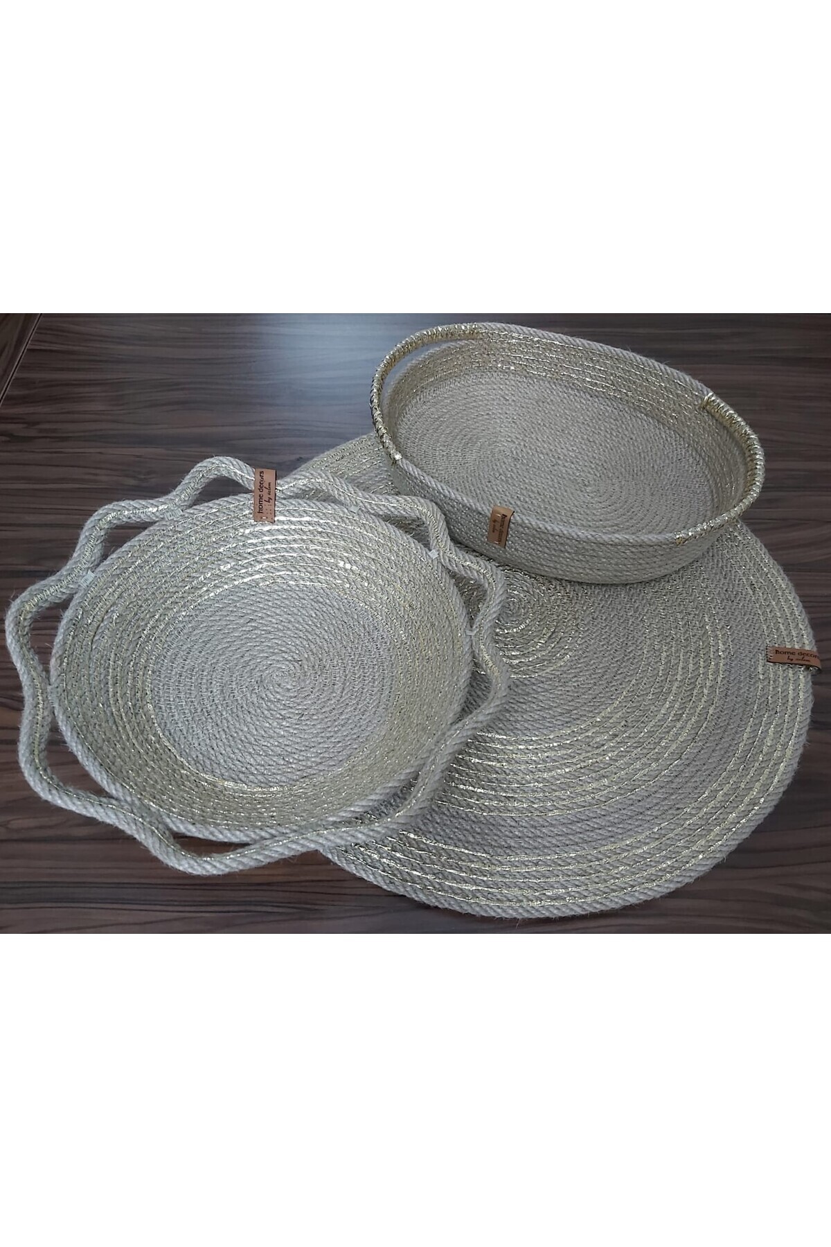 3-Piece Wicker Basket Wicker Cover Set Decoration Organizer Gift Bathroom Living Room Kitchen