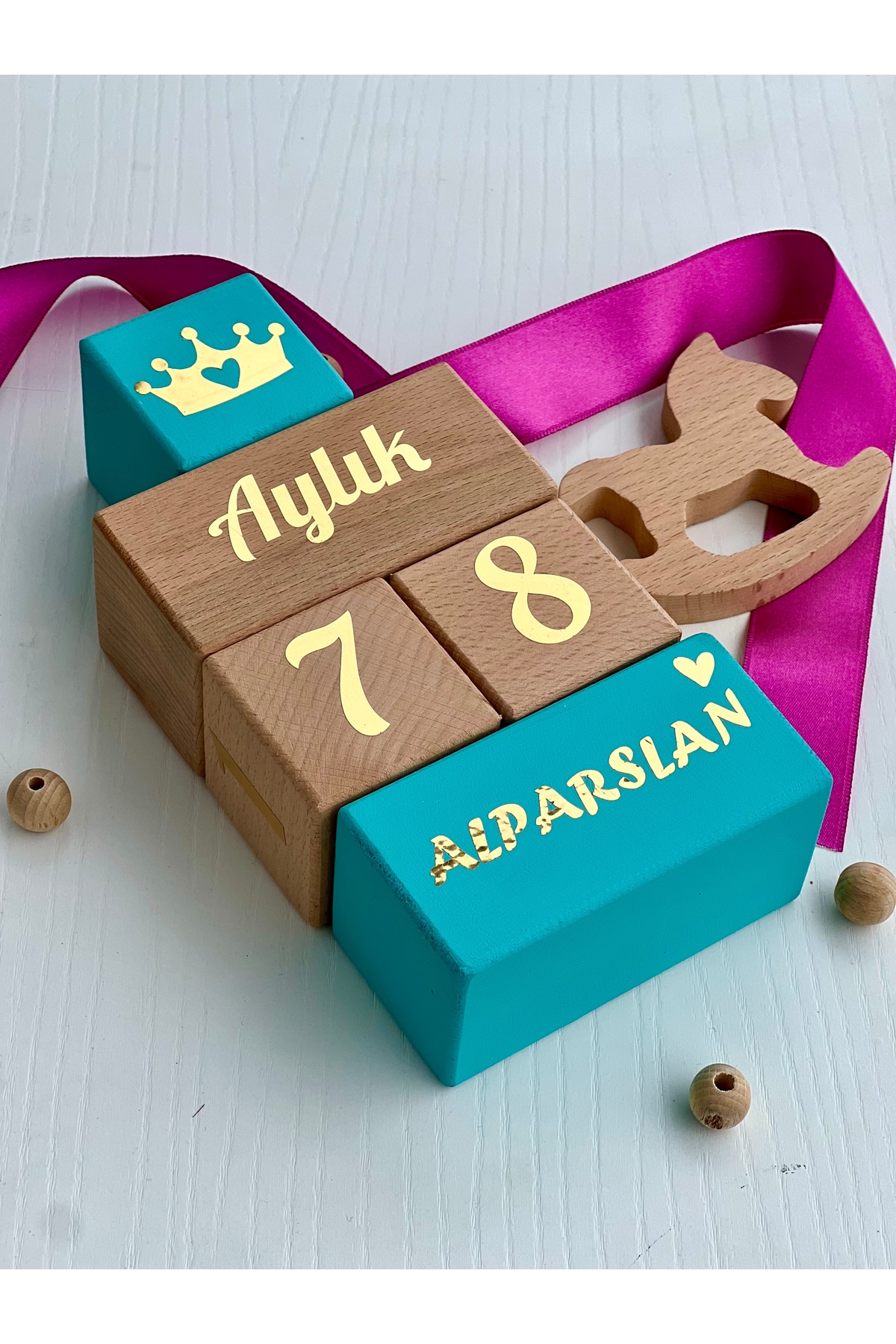 Mavi gold Anne bebek anı seti isimli küplü seti bebek hediyelik