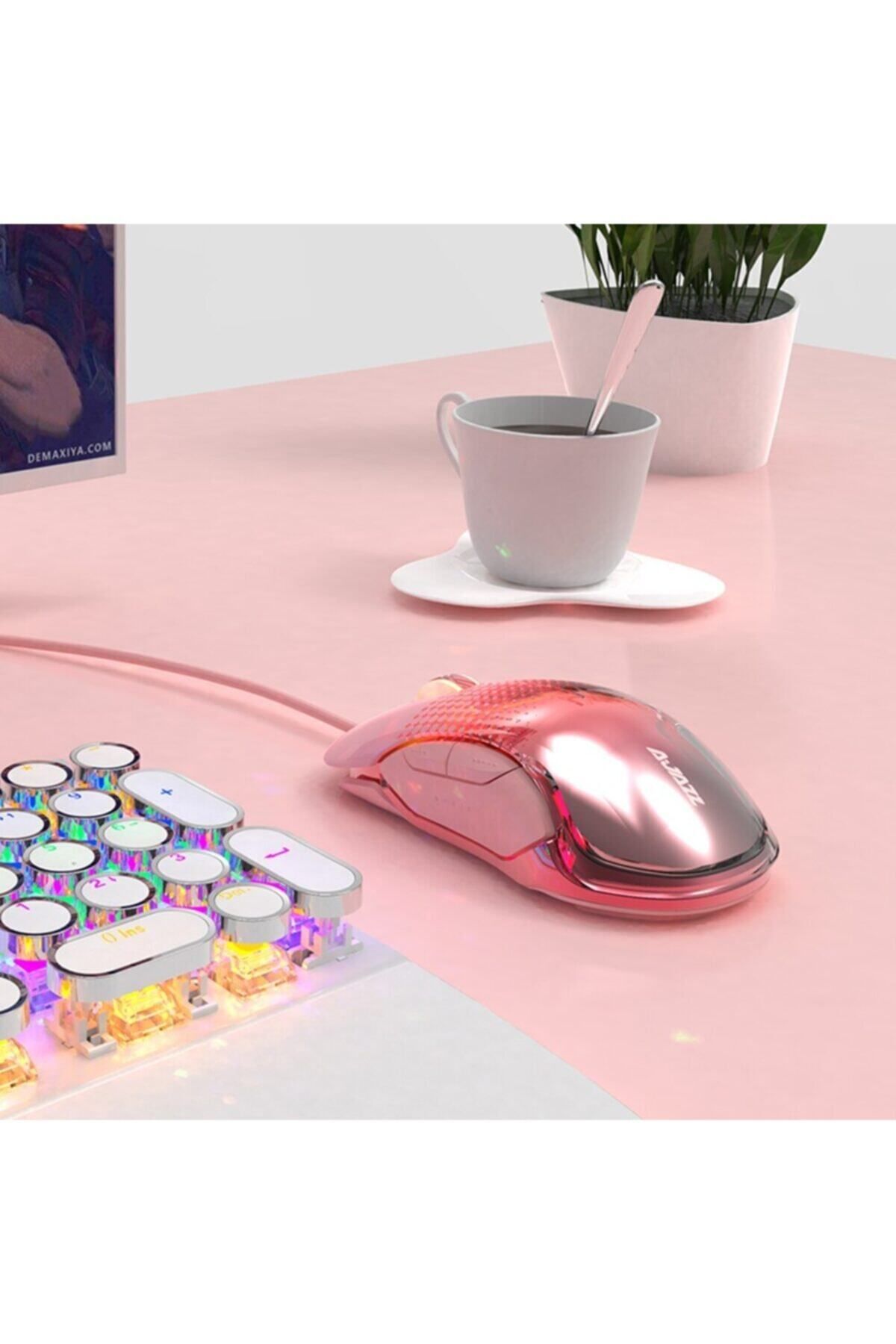 Ajazz-Gaming Keyboard, Mouse, Headphones Pink Set - 10.000 DPI RGB Mouse - 82 Keys Mechanical Keyboard 2
