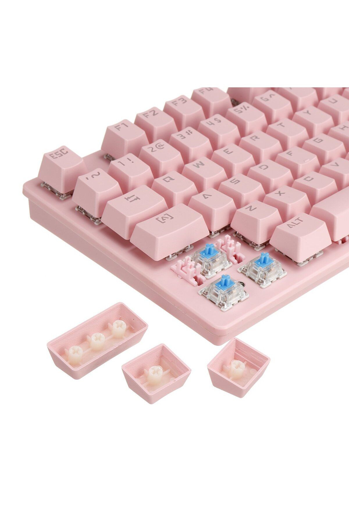 Ajazz-Gaming Keyboard, Mouse, Headphones Pink Set - 10.000 DPI RGB Mouse - 82 Keys Mechanical Keyboard 6