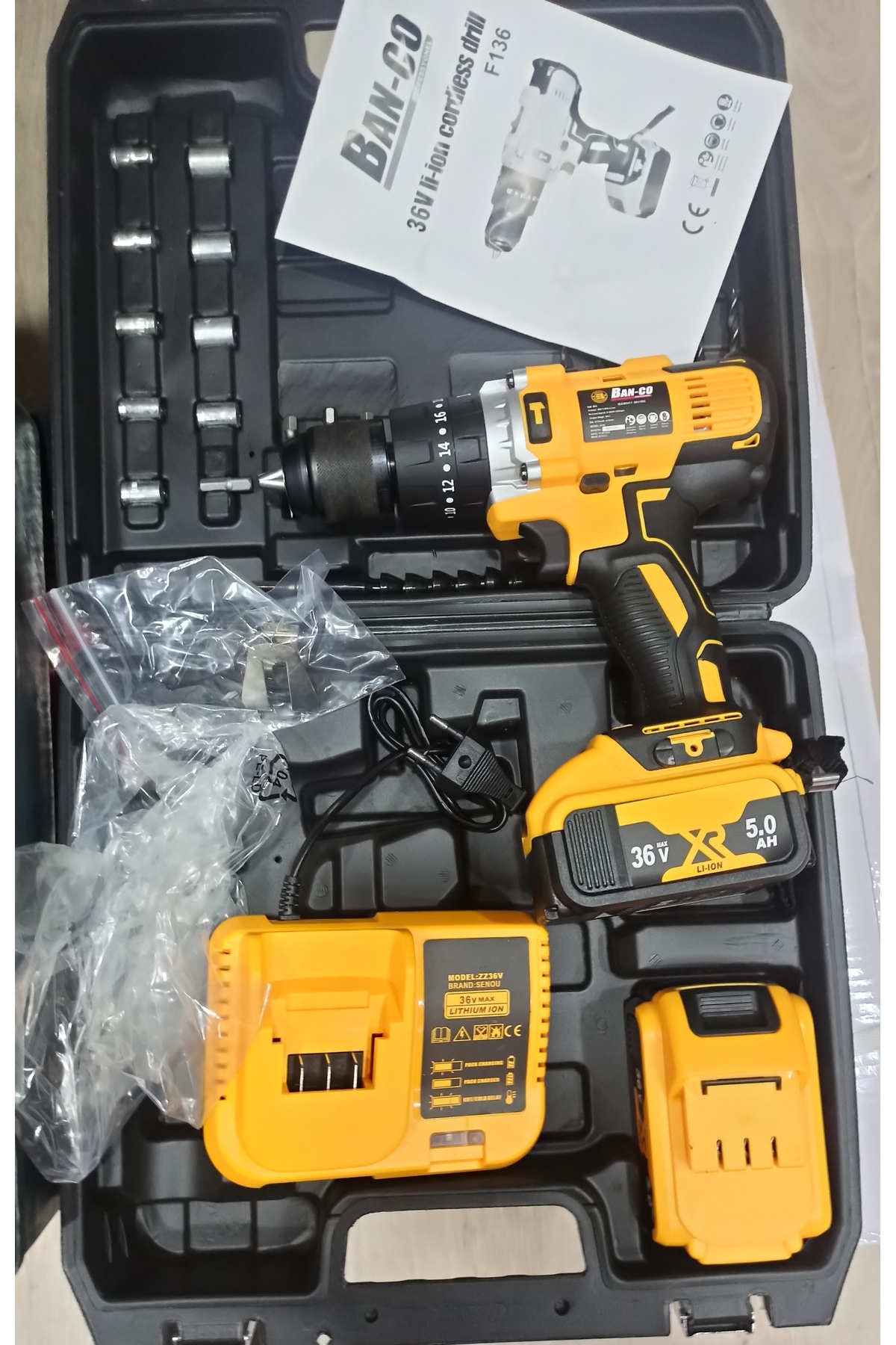 BN5 2 Yıl Şarjlı matkap çelik mandirar porofesenel derbeli 36 Volt Akülü 0 - 2 m 2 Anahtarsız Kablosuz