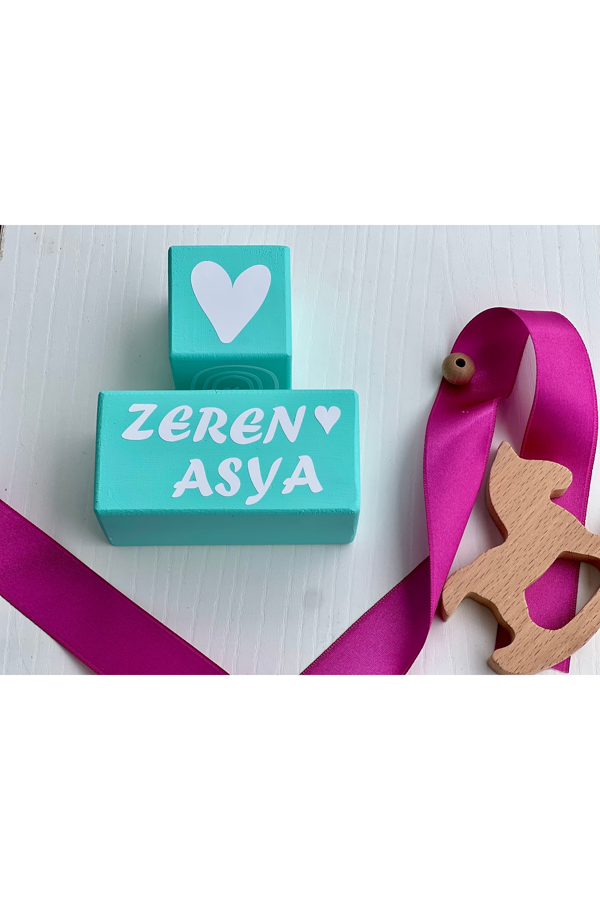 Su yeşili ANNE BEBEK ANI KÜPÜ SETİ İSİMLİ KÜP SETİ DEKOR