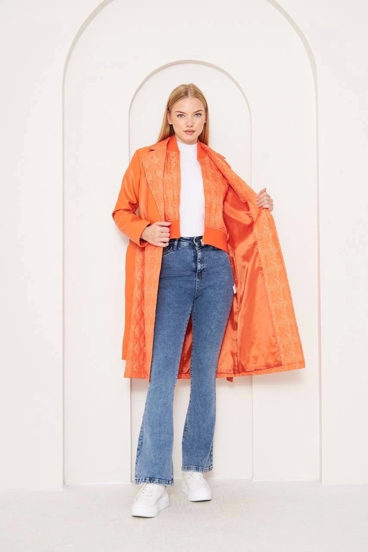 KAZAX  Kapitoneli İçi Yelekli Deri Trençkot - Görsel 5