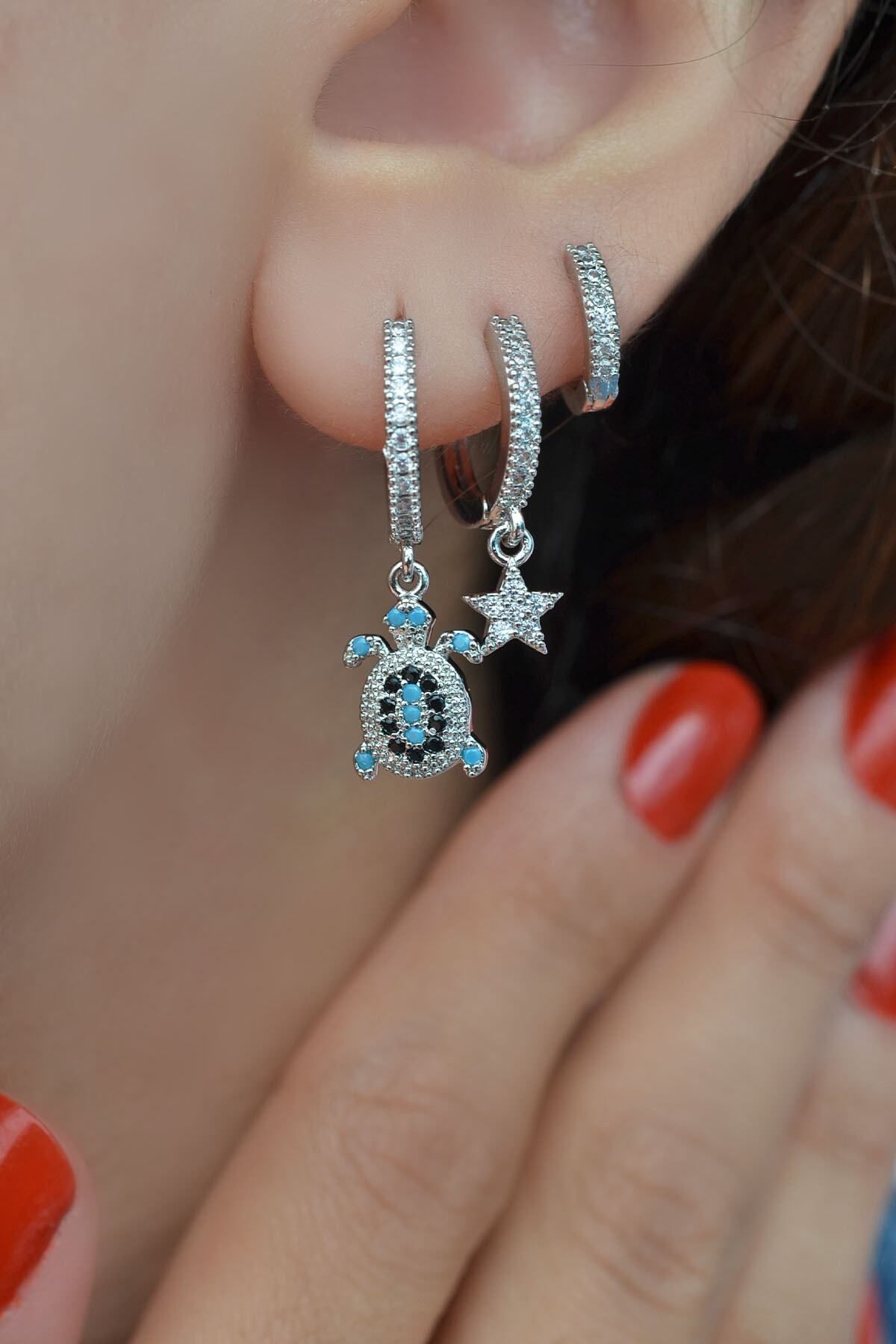 Triple earring set sterling silver deals