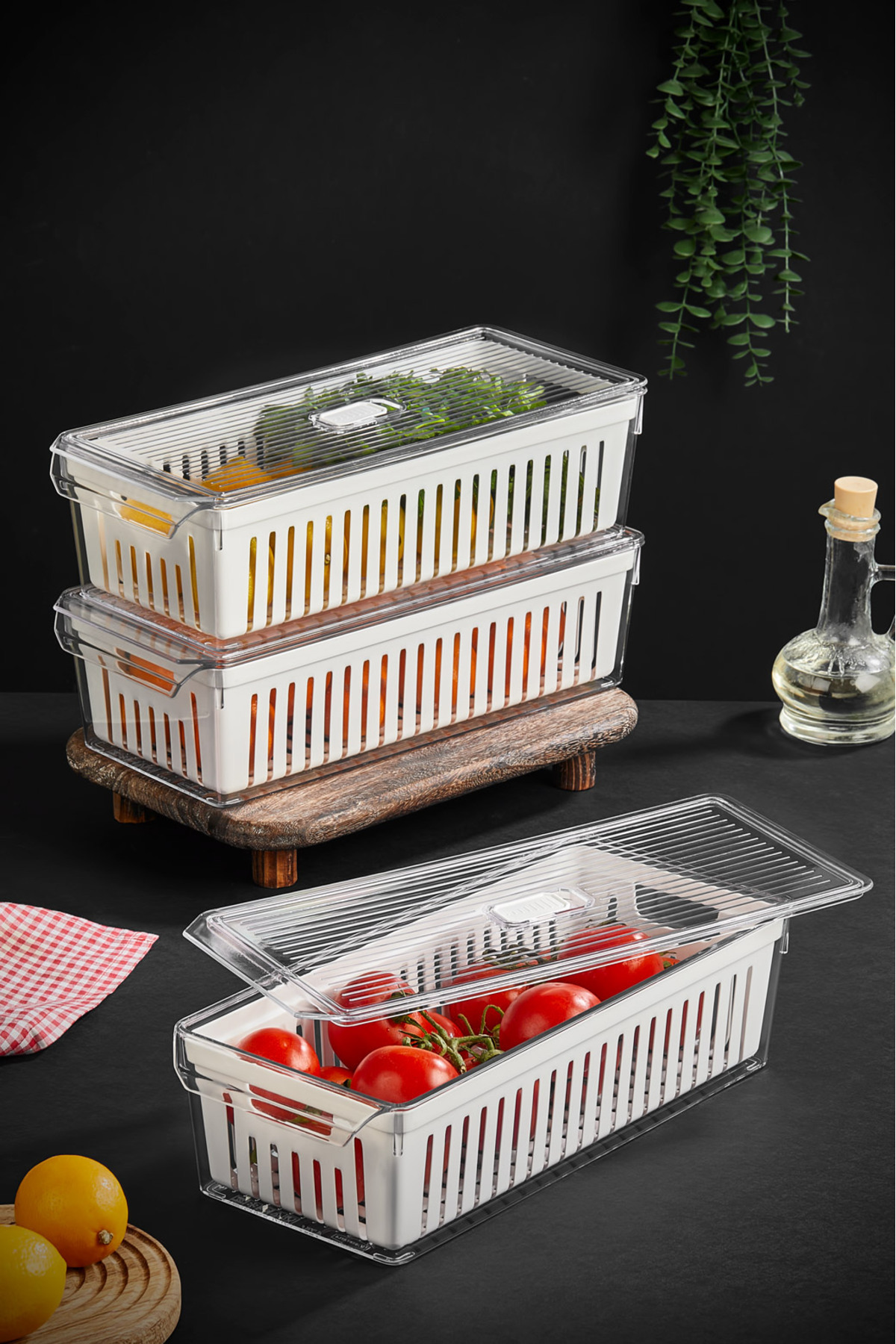 Refrigerator Organizer Refrigerator Organizer Organizer with 3 Strainers